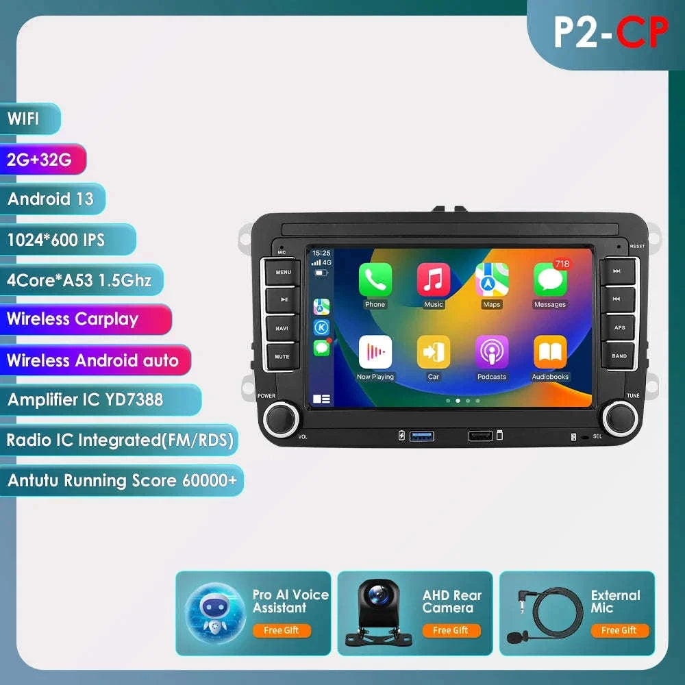 Android 13 Car Radio with CarPlay for Volkswagen Vehicles-B 1G 16G / france