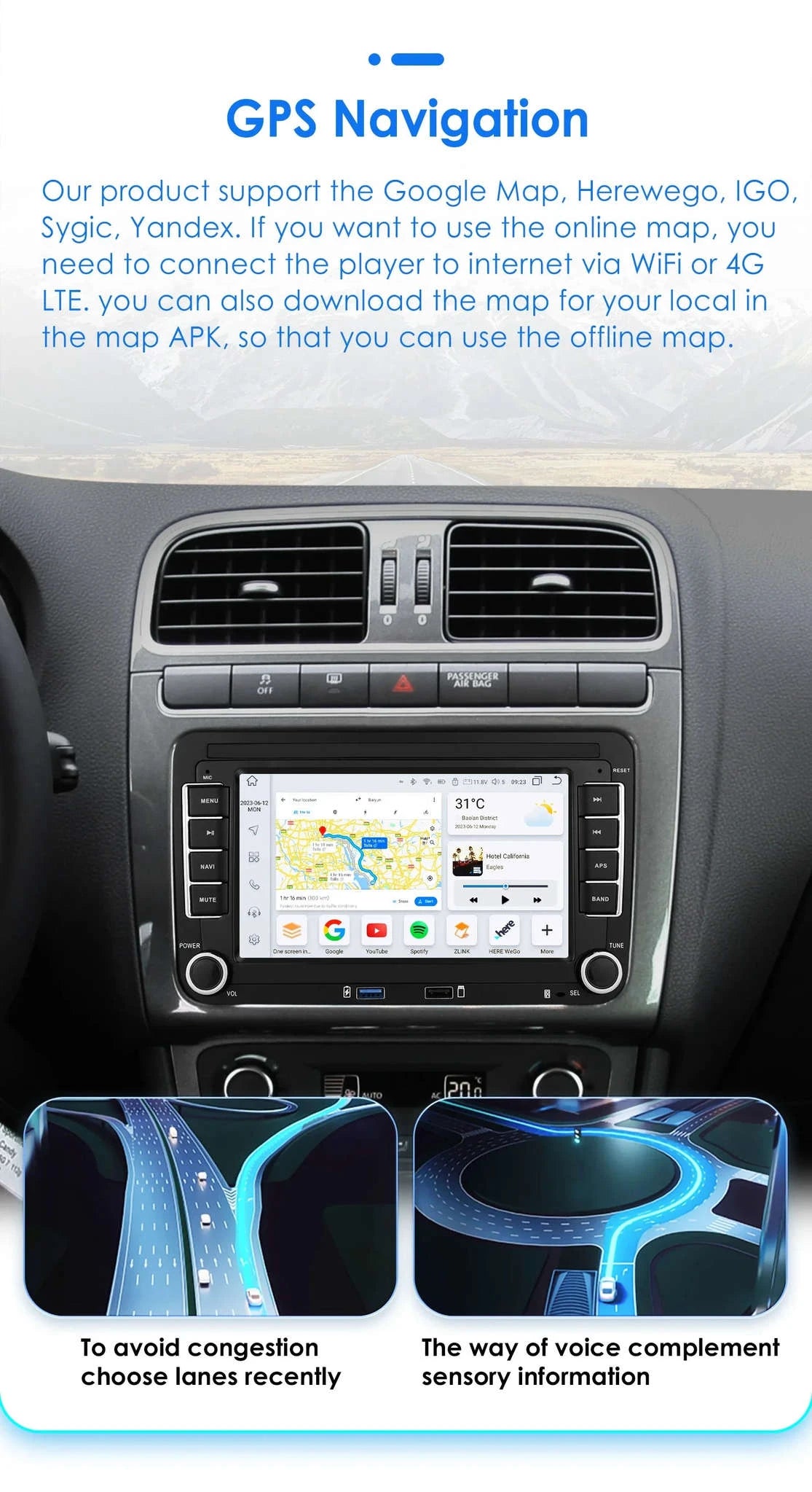 Android 13 Car Radio with CarPlay for Volkswagen Vehicles-B 1G 16G / france