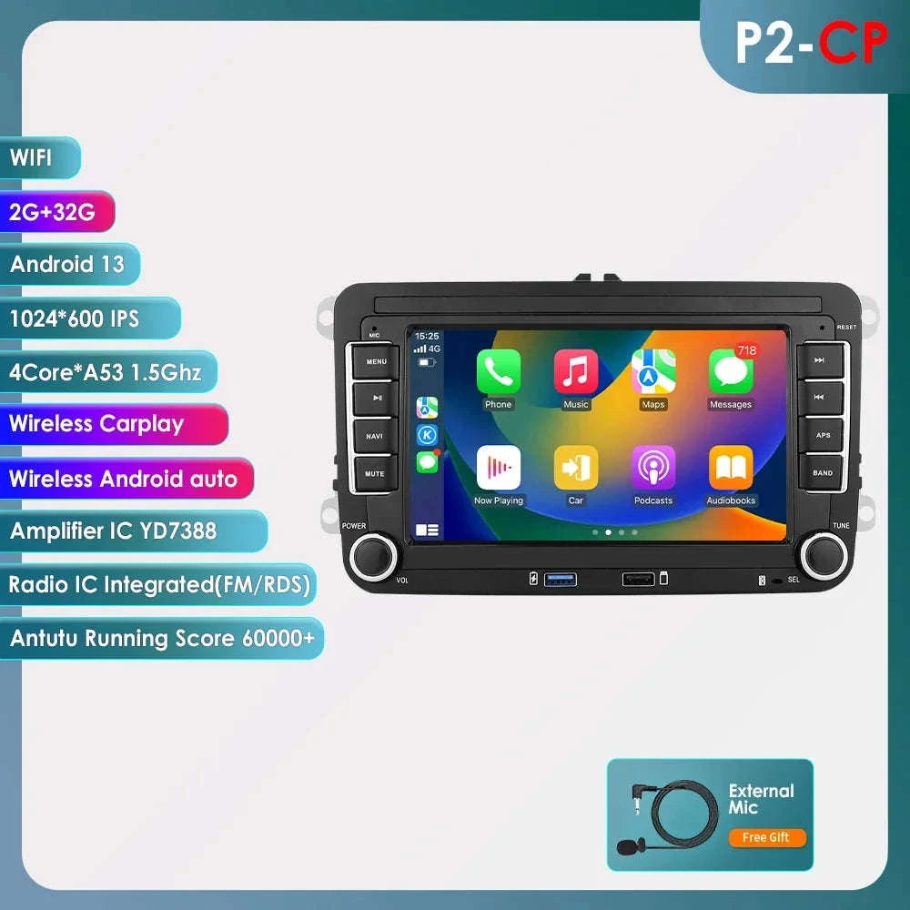 Android 13 Car Radio with CarPlay for Volkswagen Vehicles-B 1G 16G / france