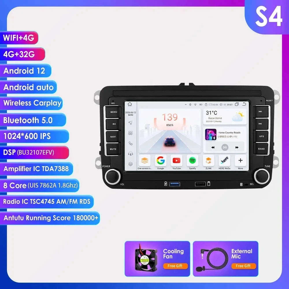 Android 13 Car Radio with CarPlay for Volkswagen Vehicles-B 1G 16G / GERMANY