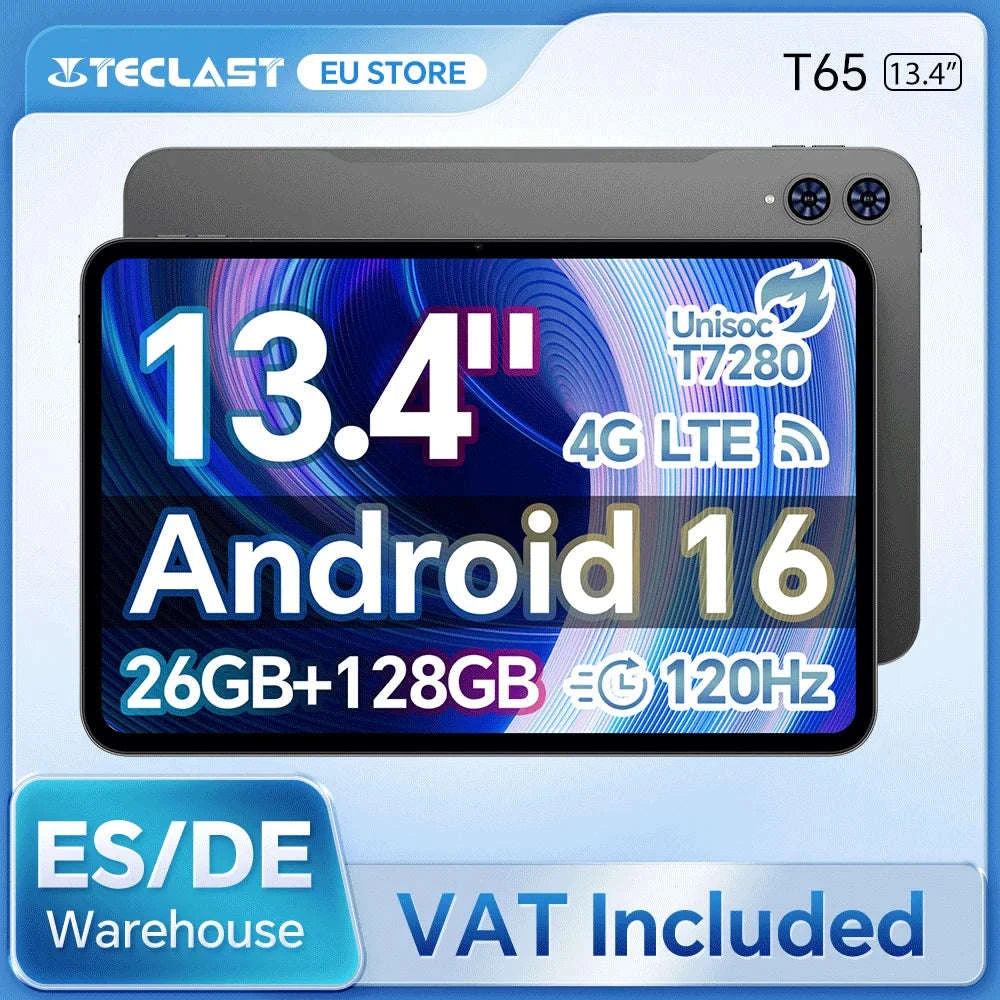 Android 16 Tablet 13.36 Inch 120Hz 4G LTE 128GB-Tablet and Case and Keyboard / Germany