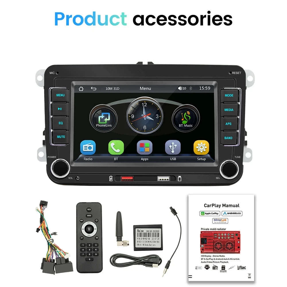Android Car Radio CarPlay for VW Vehicles 7" Multimedia System-Base 2-32G / france