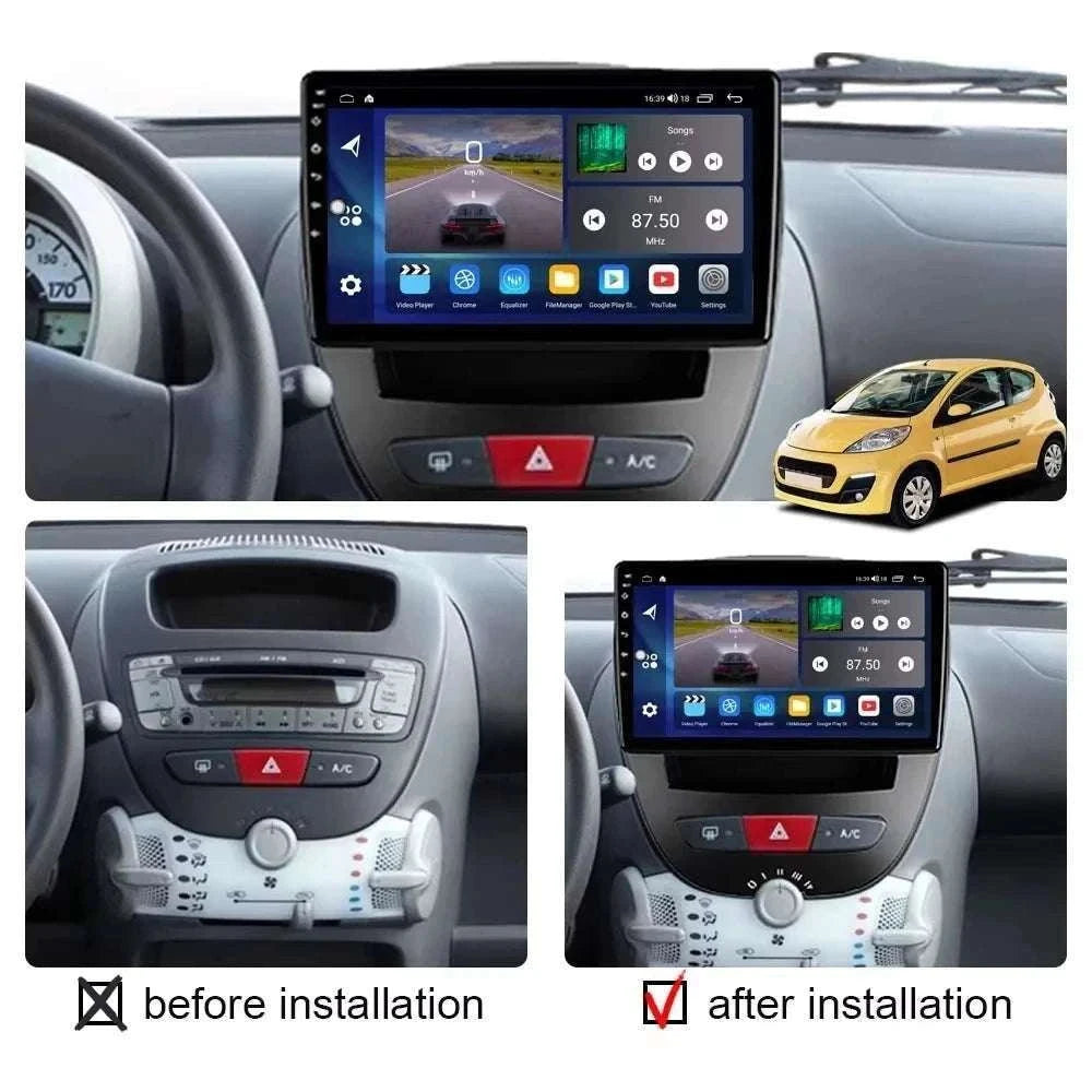 Android CarPlay Radio 10.1" for Peugeot 107 Aygo C1 2005–2014-8-128 DVR 4G 2K / China Mainland