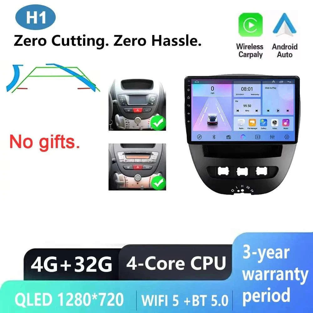 Android CarPlay Radio 10.1" for Peugeot 107 Aygo C1 2005–2014-8-128 DVR 4G 2K / China Mainland