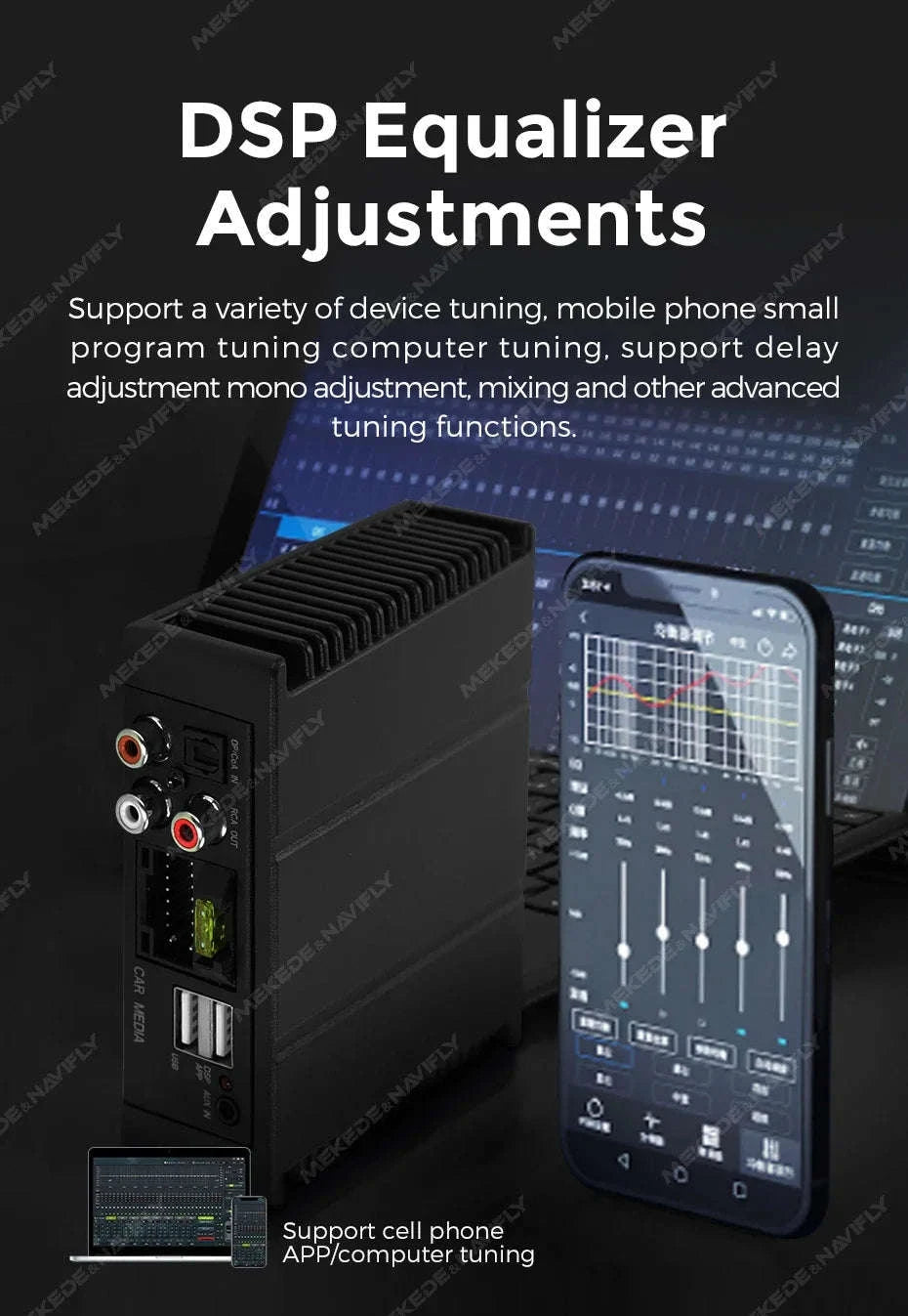 Android Radio DSP Audio Processor 4*80W Amplify Automotive Sound Modules Electronics Stereo Amplifer APP Automobiles Car Parts-Default Title