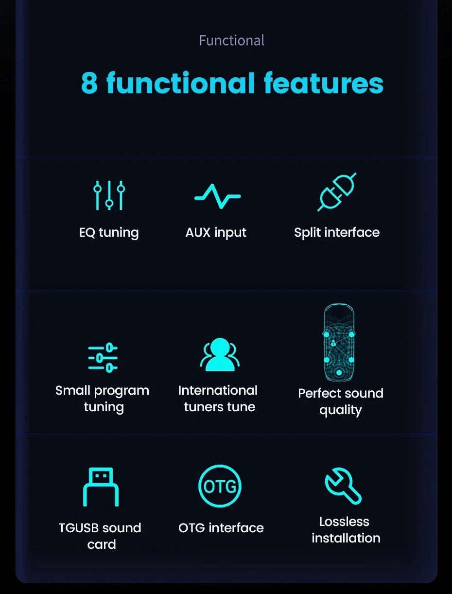 Android Radio DSP Audio Processor 4*80W Amplify Automotive Sound Modules Electronics Stereo Amplifer APP Automobiles Car Parts-Default Title