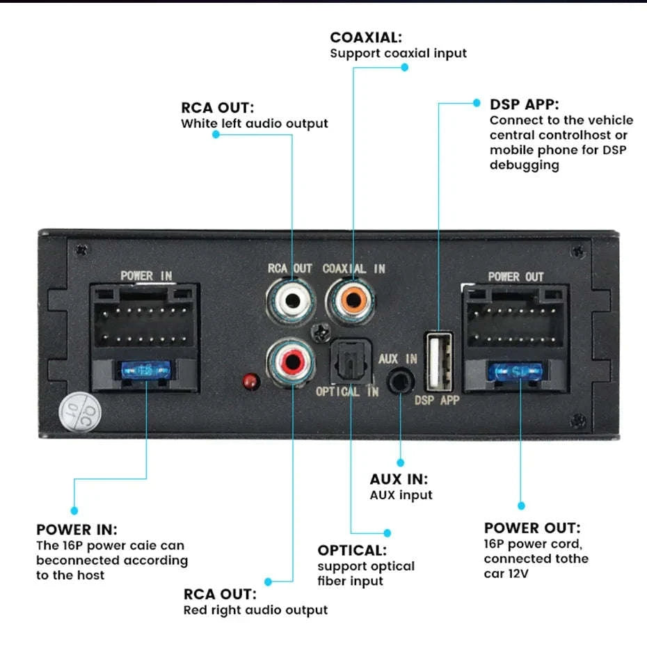 Android Radio DSP Audio Processor 4*80W Amplify Automotive Sound Modules Electronics Stereo Amplifer APP Automobiles Car Parts-Default Title