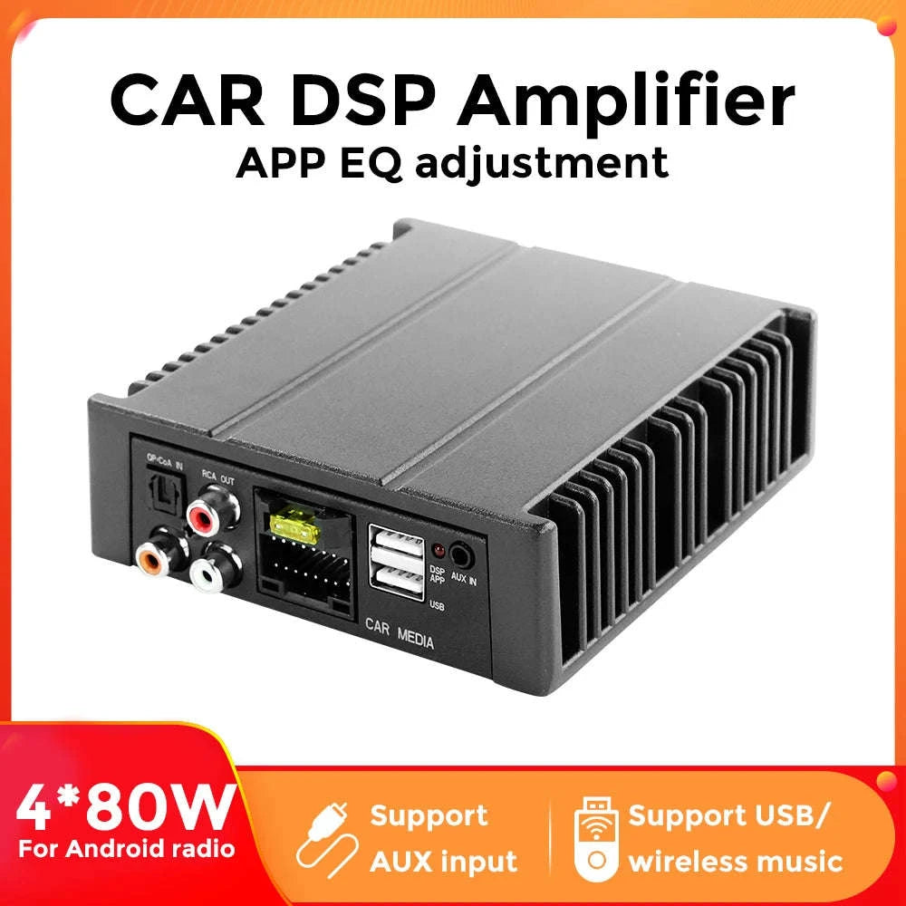 Android Radio DSP Audio Processor 4*80W Amplify Automotive Sound Modules Electronics Stereo Amplifer APP Automobiles Car Parts-Default Title
