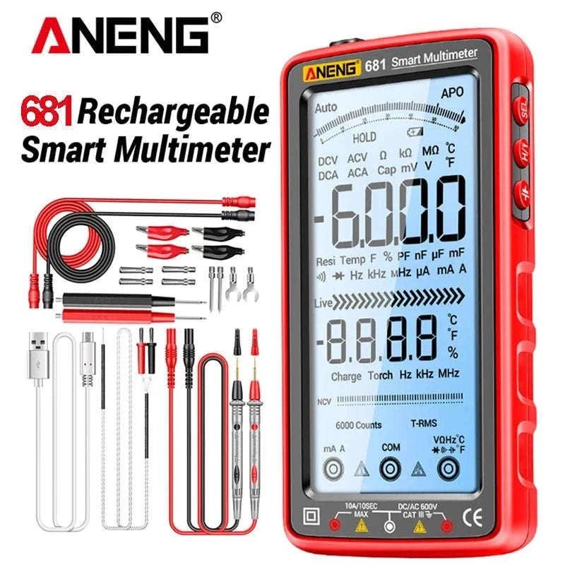 ANENG 681 Rechargeable True RMS Digital Multimeter-681 Black Pro