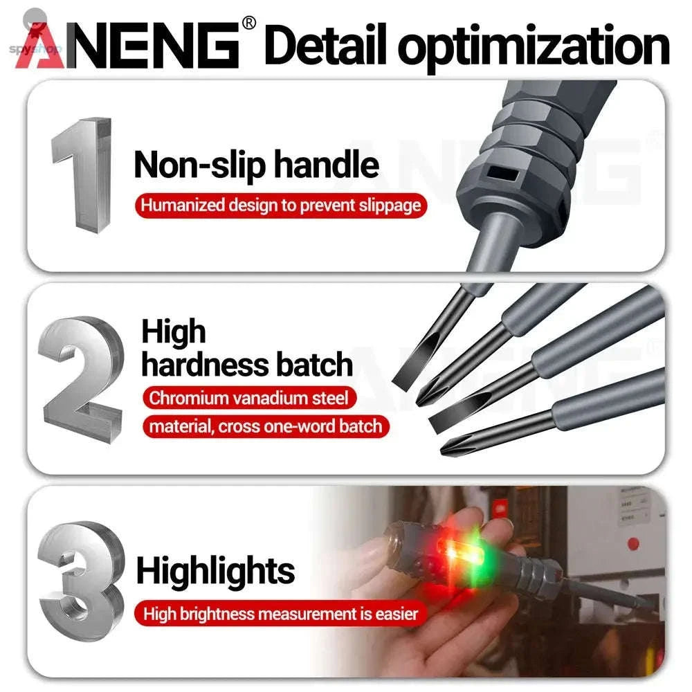 ANENG B05 Electrician Tester Pen – Voltage Checker with LED and Dual Screwdriver Bits-B05 cross