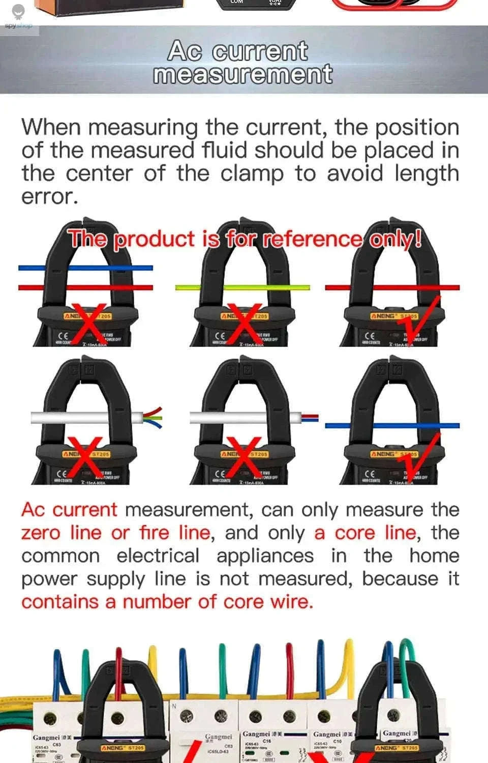 ANENG ST180 Digital Clamp Meter for Fast Electrical Testing-ST180 black