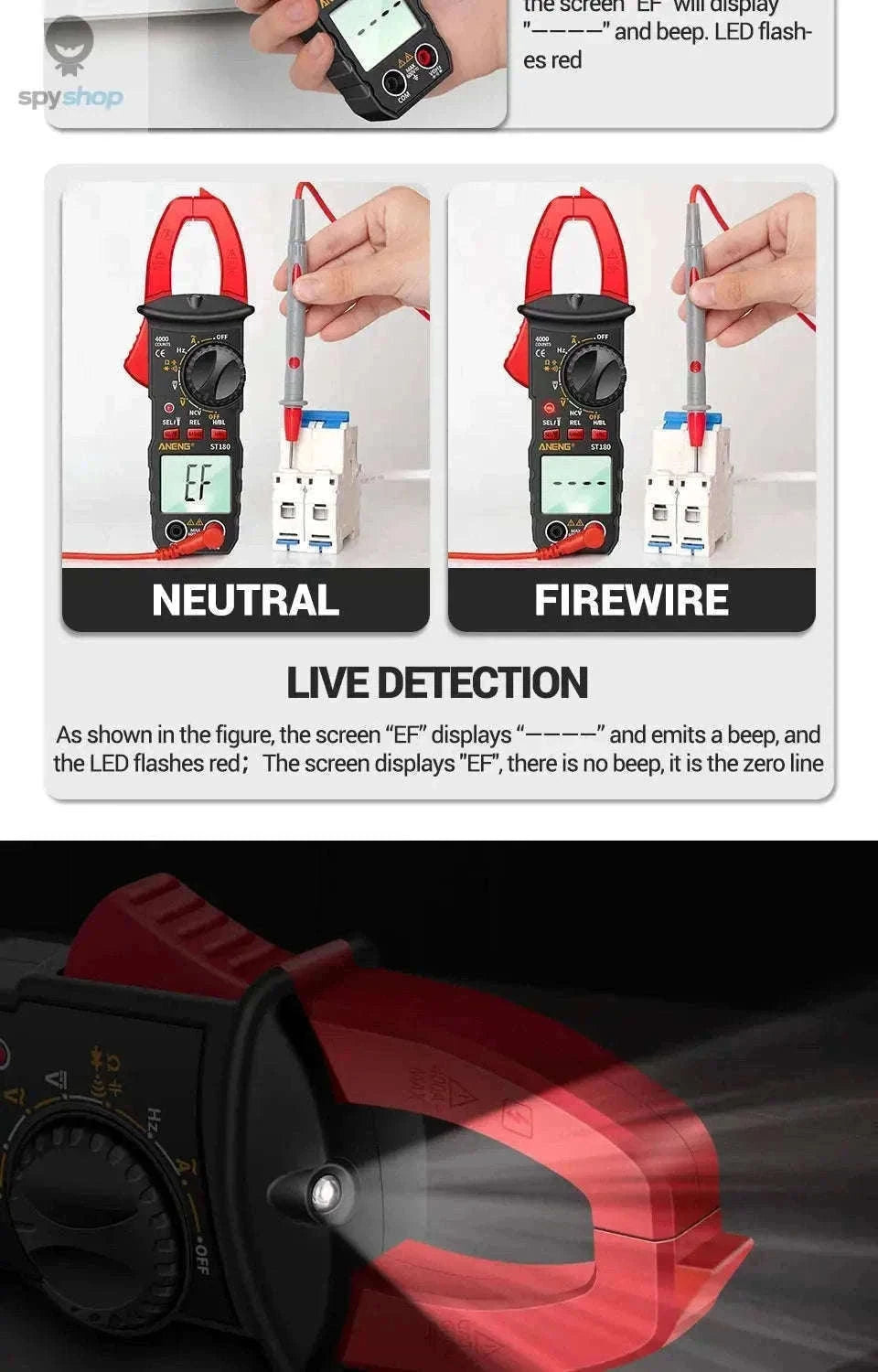 ANENG ST180 Digital Clamp Meter for Fast Electrical Testing-ST180 black