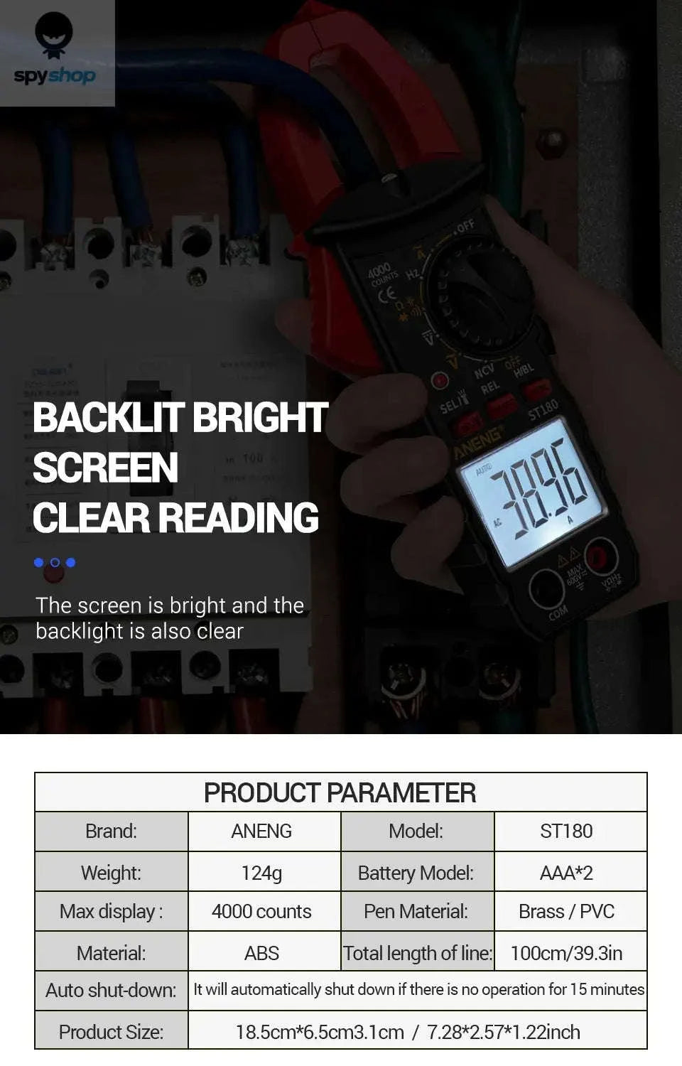 ANENG ST180 Digital Clamp Meter-ST180 black