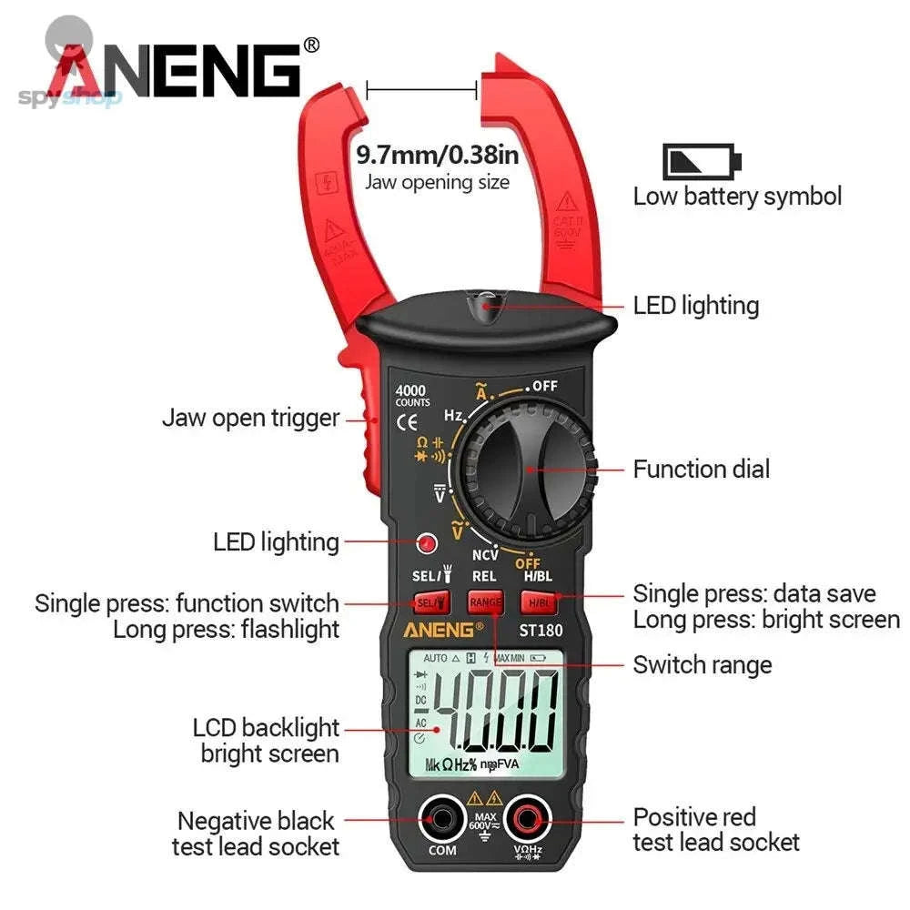 ANENG ST180 Digital Clamp Meter-ST180 black