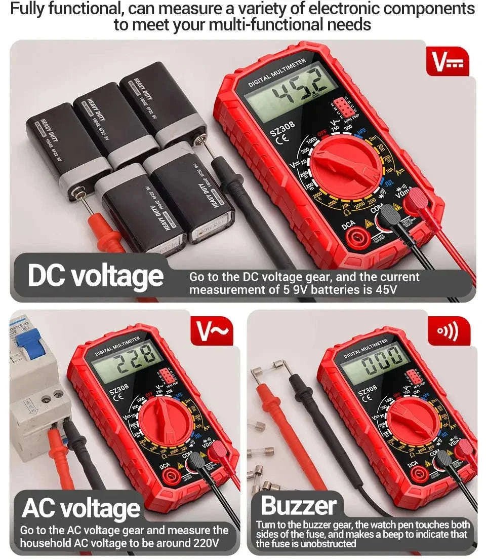 ANENG SZ308 Digital Multimeter for Everyday Electrical Testing-SZ309 Red