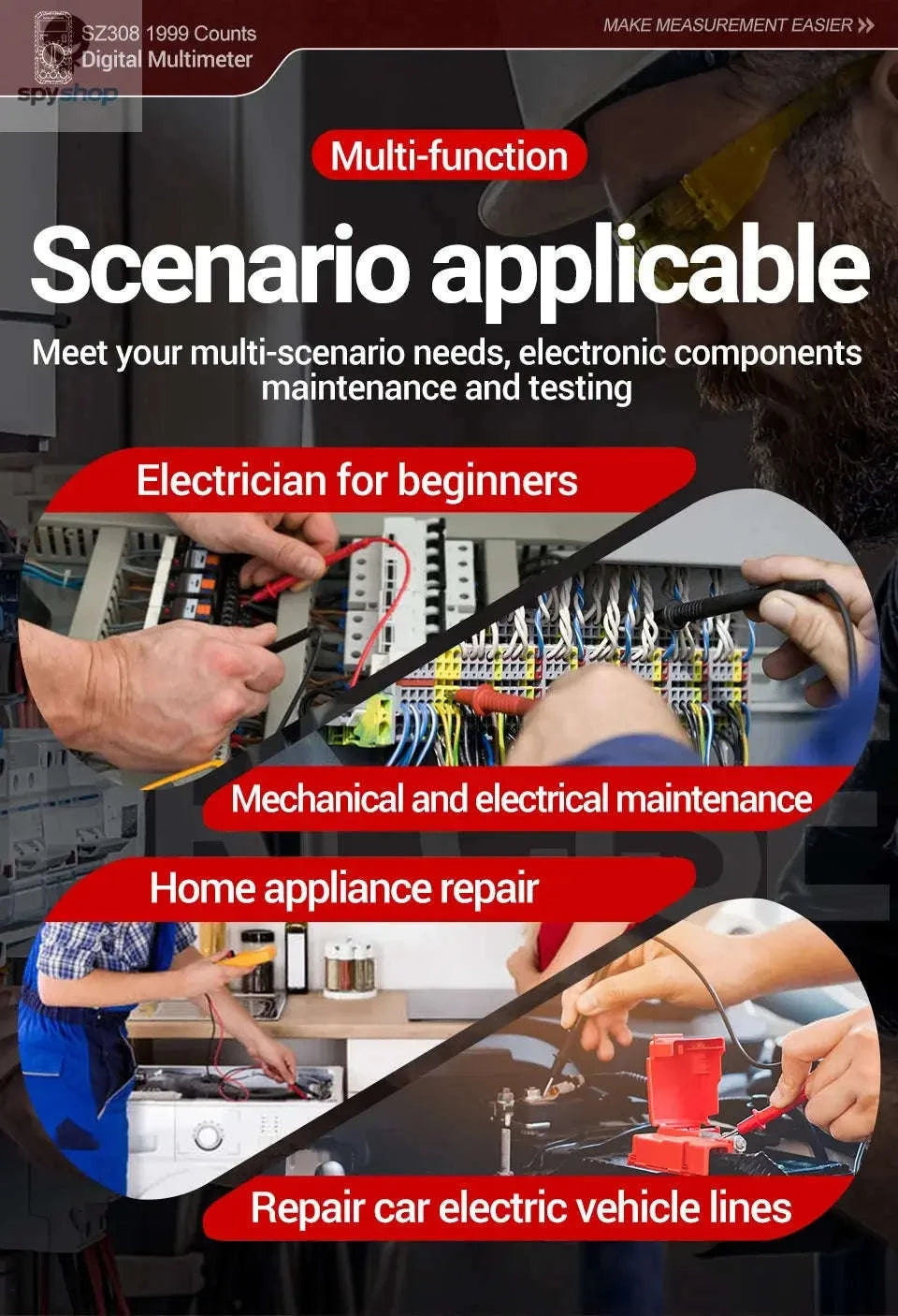 ANENG SZ308 Digital Multimeter-SZ309 Red