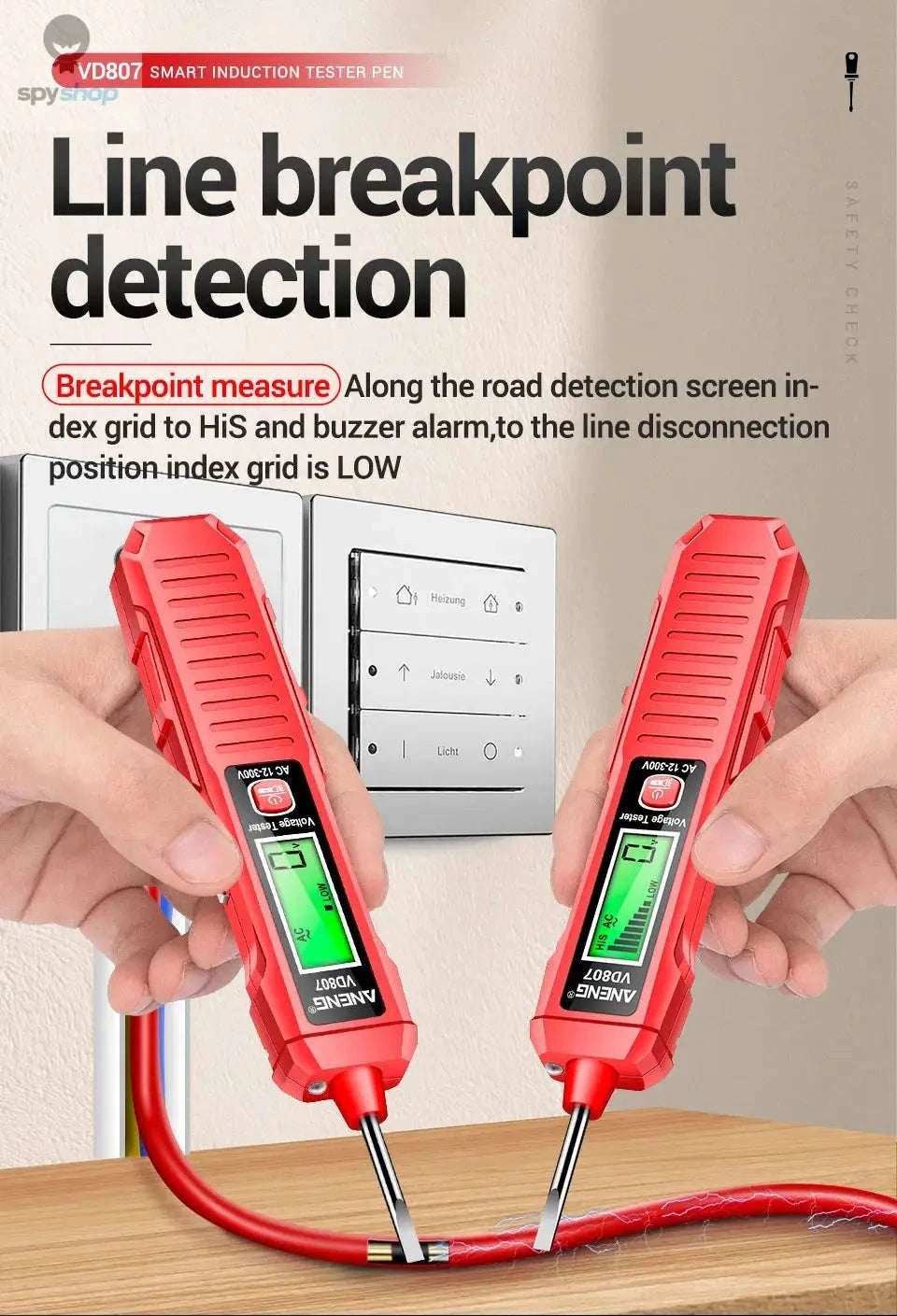 ANENG VD807 Smart Voltage Tester Pen-VD807 red