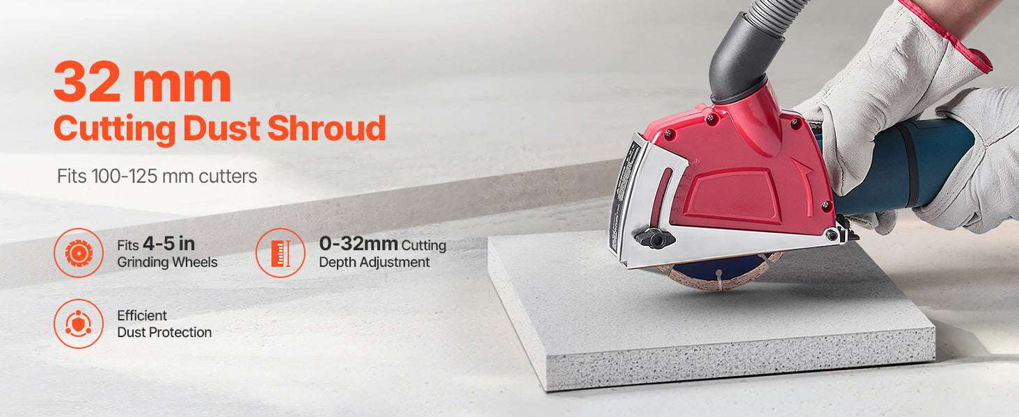 Angle Grinder Dust Shroud 4–5 Inch with Adjustable Depth & Vacuum Port-4-5inch / United States
