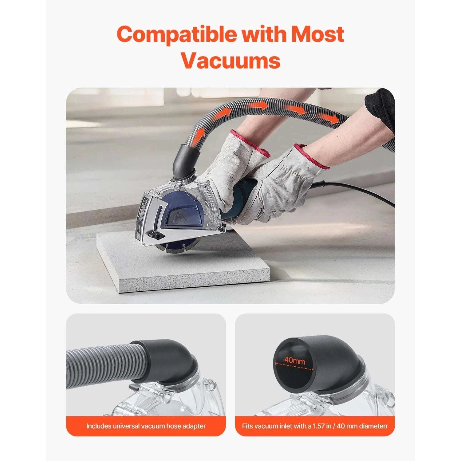 Angle Grinder Dust Shroud 4-5" with Adjustable Depth & Vacuum Port-4-5inch 5inch / United States