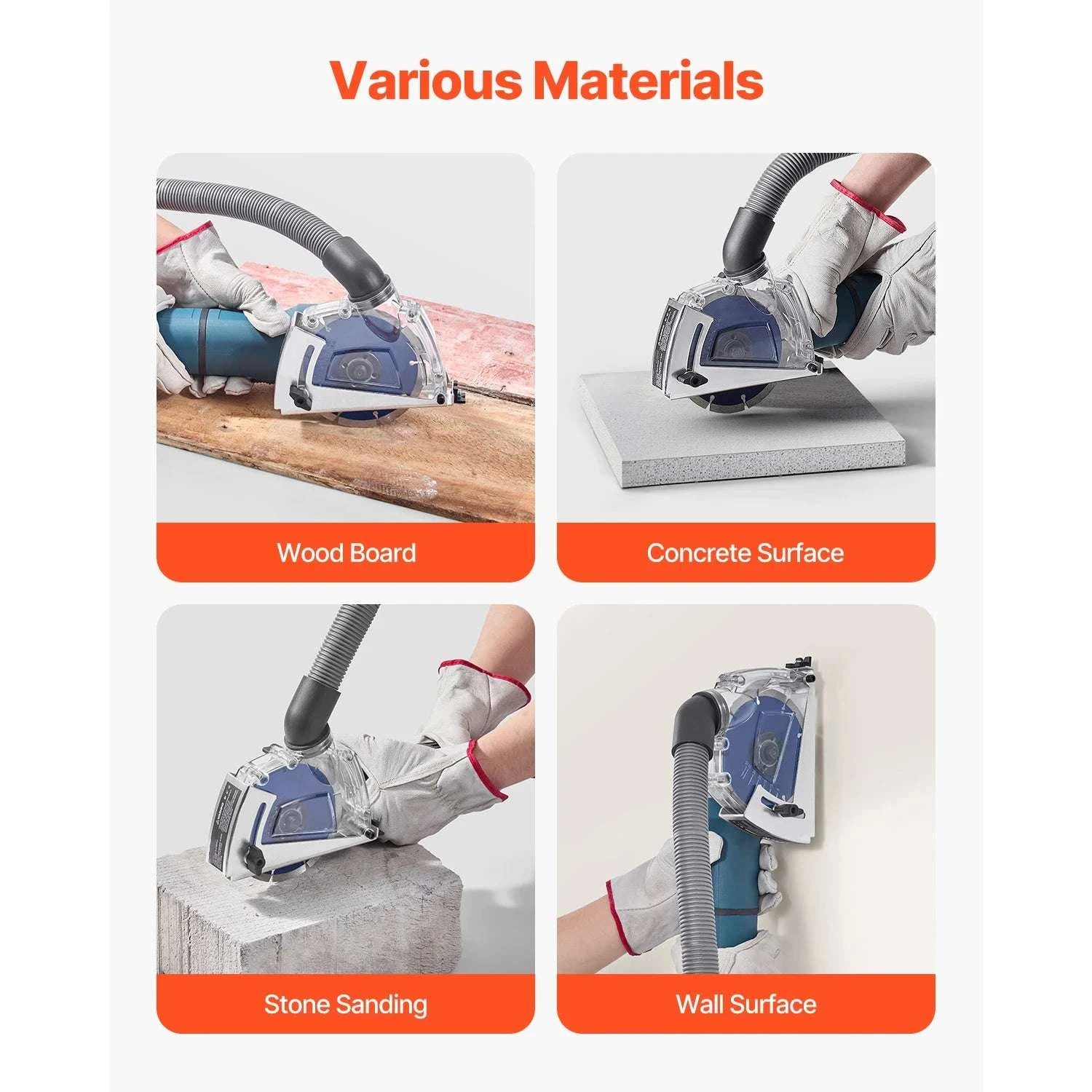 Angle Grinder Dust Shroud 4-5" with Adjustable Depth & Vacuum Port-4-5inch 5inch / United States
