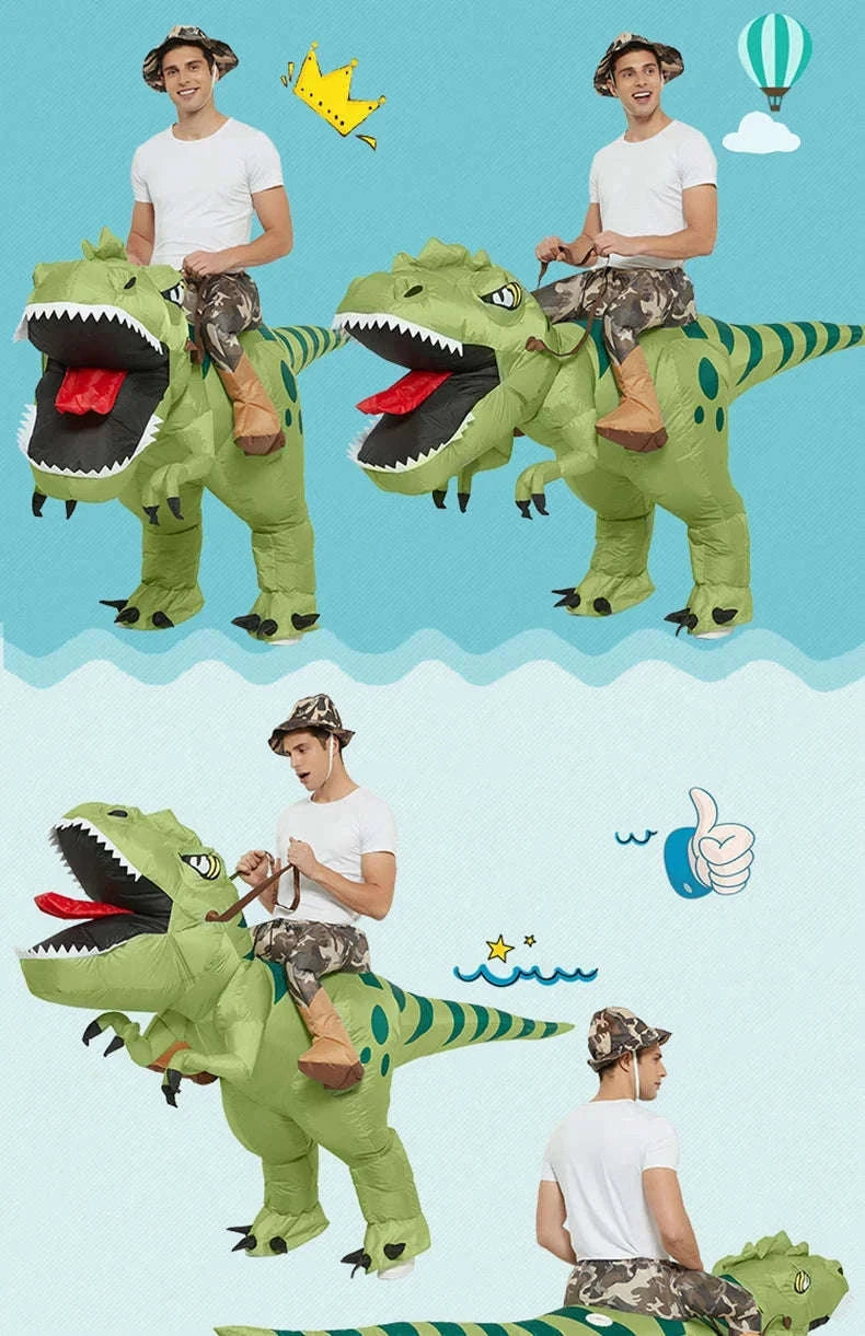 Animal Cartoon Riding T-Rex Inflatable Dinosaur Costume-Fit Height 120-145cm / One Size / China Mainland