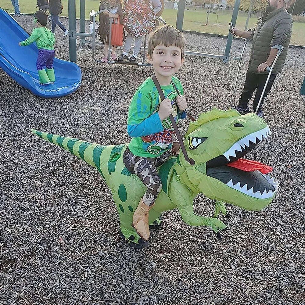 Animal Cartoon Riding T-Rex Inflatable Dinosaur Costume-Fit Height 120-145cm / One Size / China Mainland