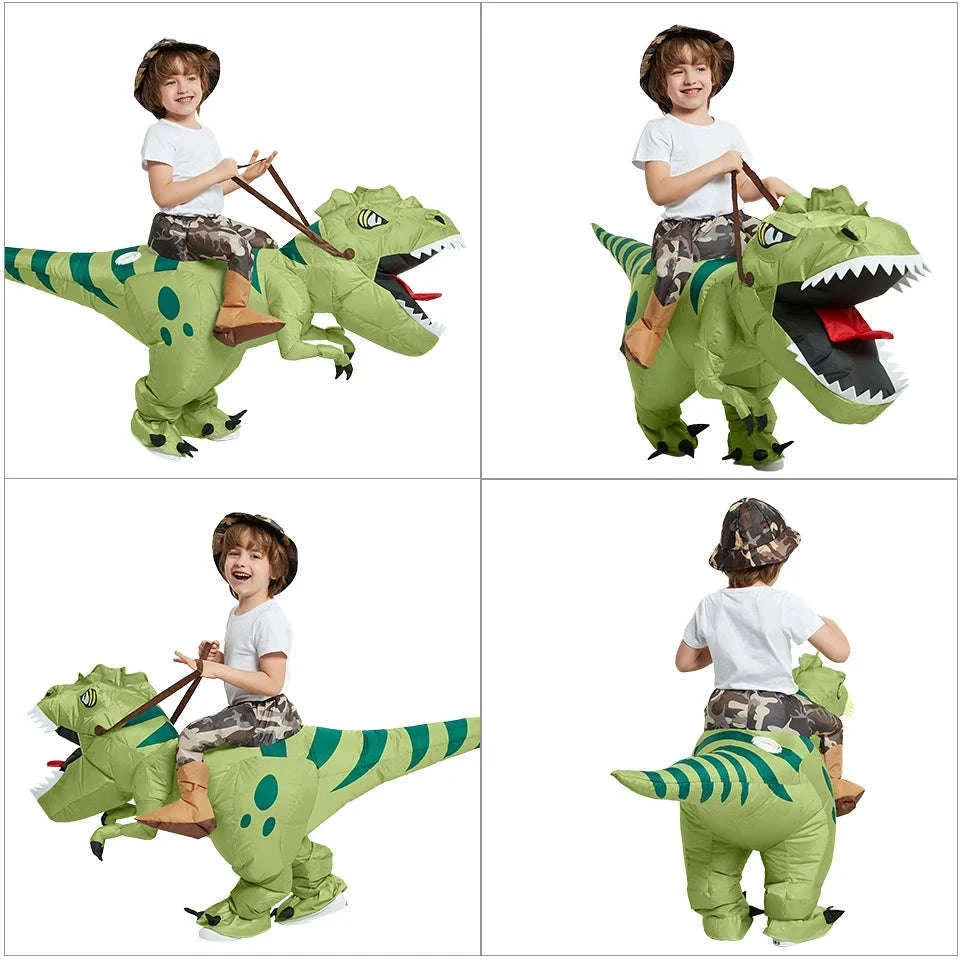 Animal Cartoon Riding T-Rex Inflatable Dinosaur Costume-Fit Height 120-145cm / One Size / China Mainland