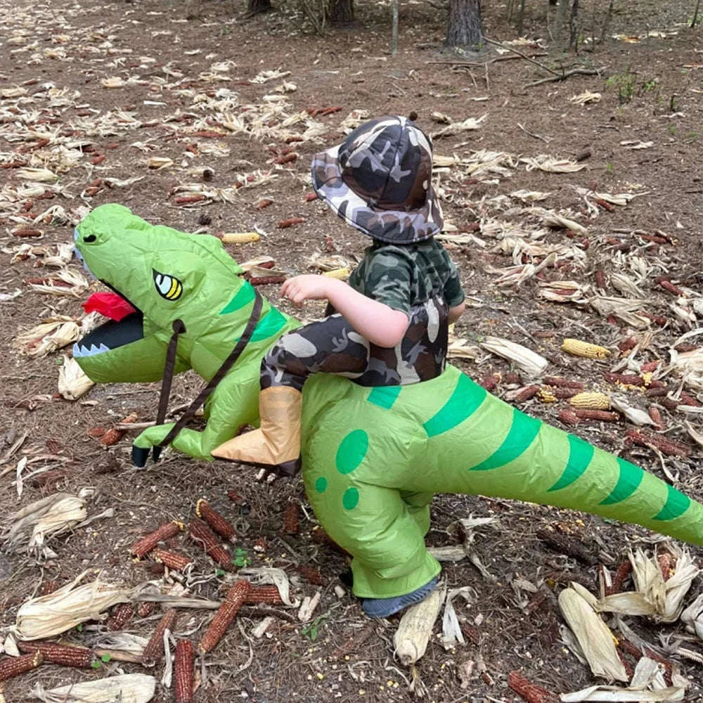Animal Cartoon Riding T-Rex Inflatable Dinosaur Costume-Fit Height 120-145cm / One Size / China Mainland