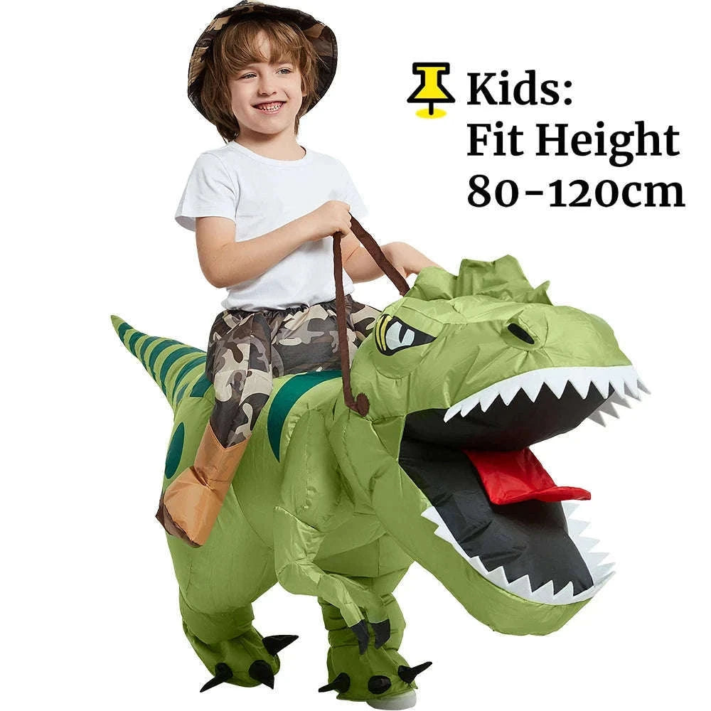 Animal Cartoon Riding T-Rex Inflatable Dinosaur Costume-Fit Height 120-145cm / One Size / China Mainland