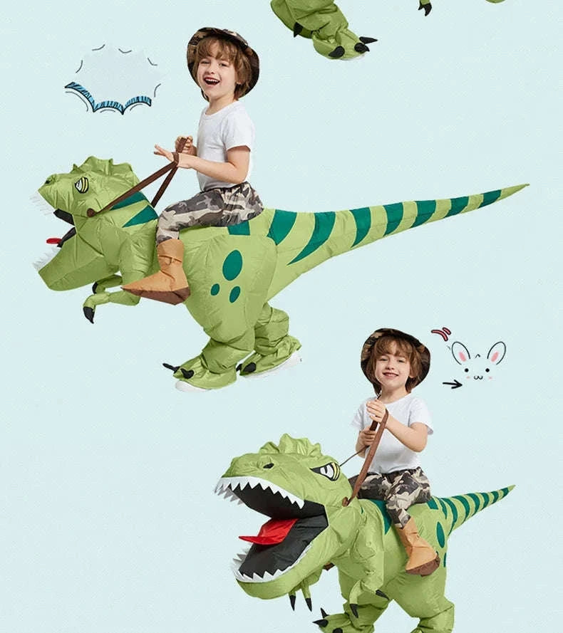 Animal Cartoon Riding T-Rex Inflatable Dinosaur Costume-Fit Height 120-145cm / One Size / China Mainland