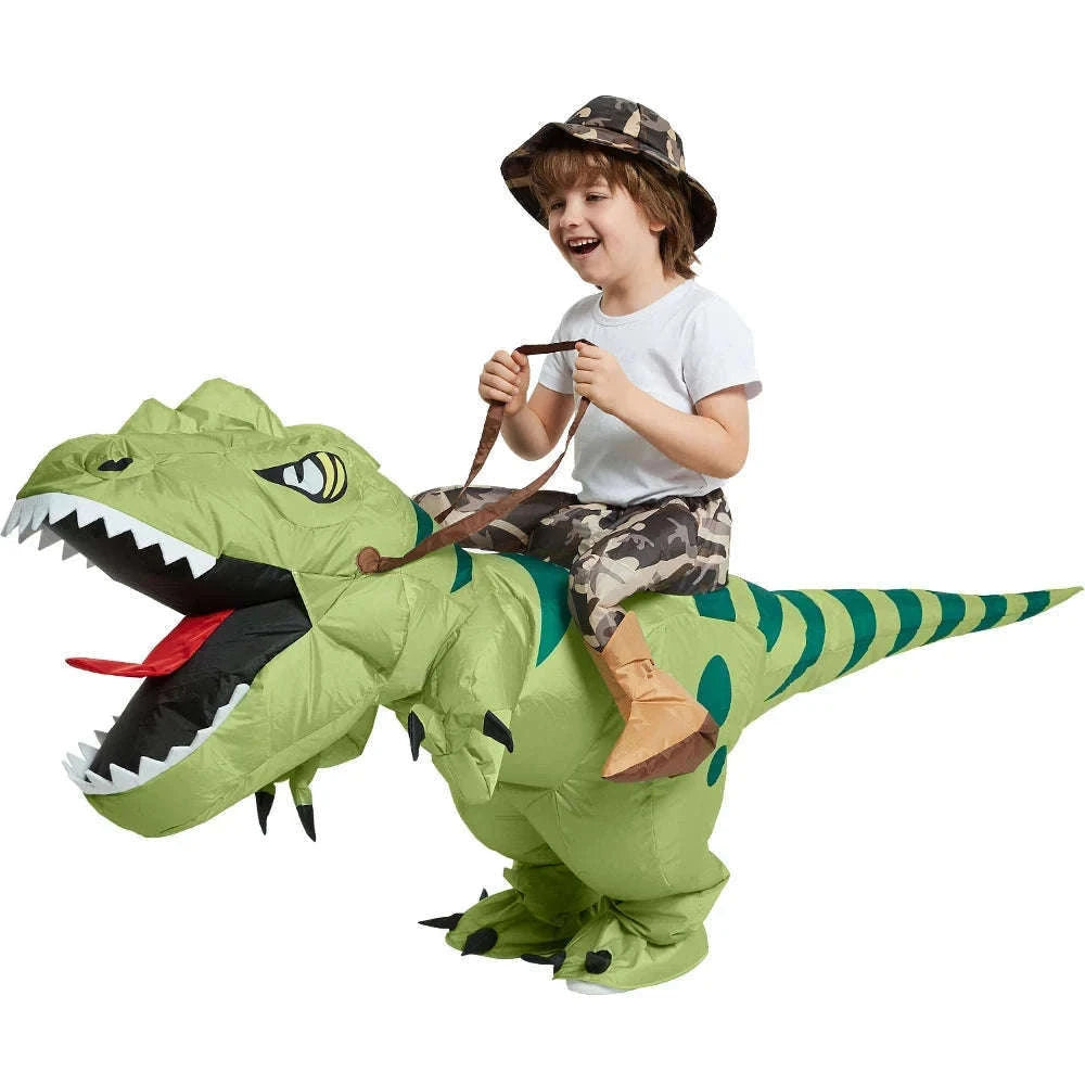 Animal Cartoon Riding T-Rex Inflatable Dinosaur Costume-Fit Height 120-145cm / One Size / China Mainland