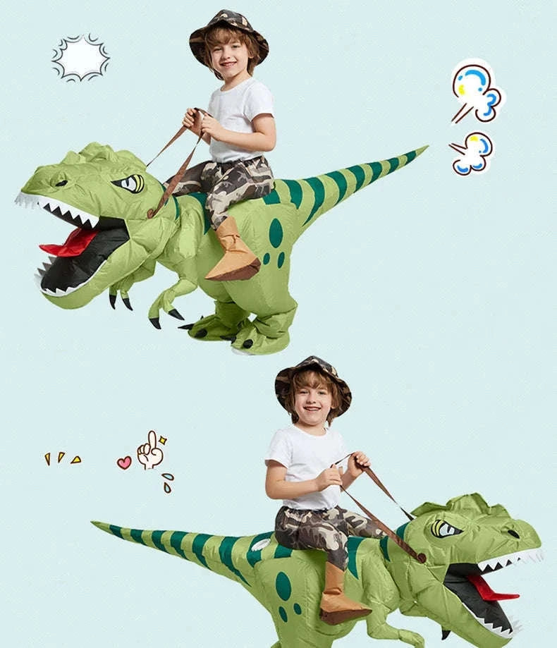 Animal Cartoon Riding T-Rex Inflatable Dinosaur Costume-Fit Height 120-145cm / One Size / China Mainland