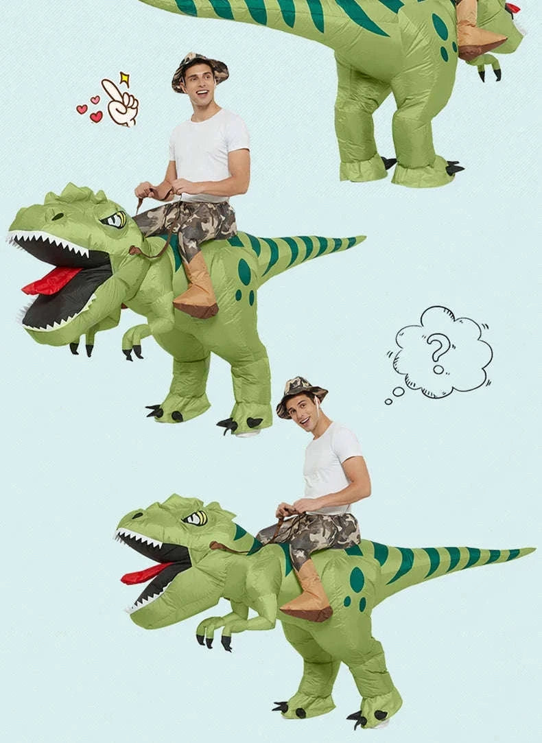 Animal Cartoon Riding T-Rex Inflatable Dinosaur Costume-Fit Height 120-145cm / One Size / China Mainland