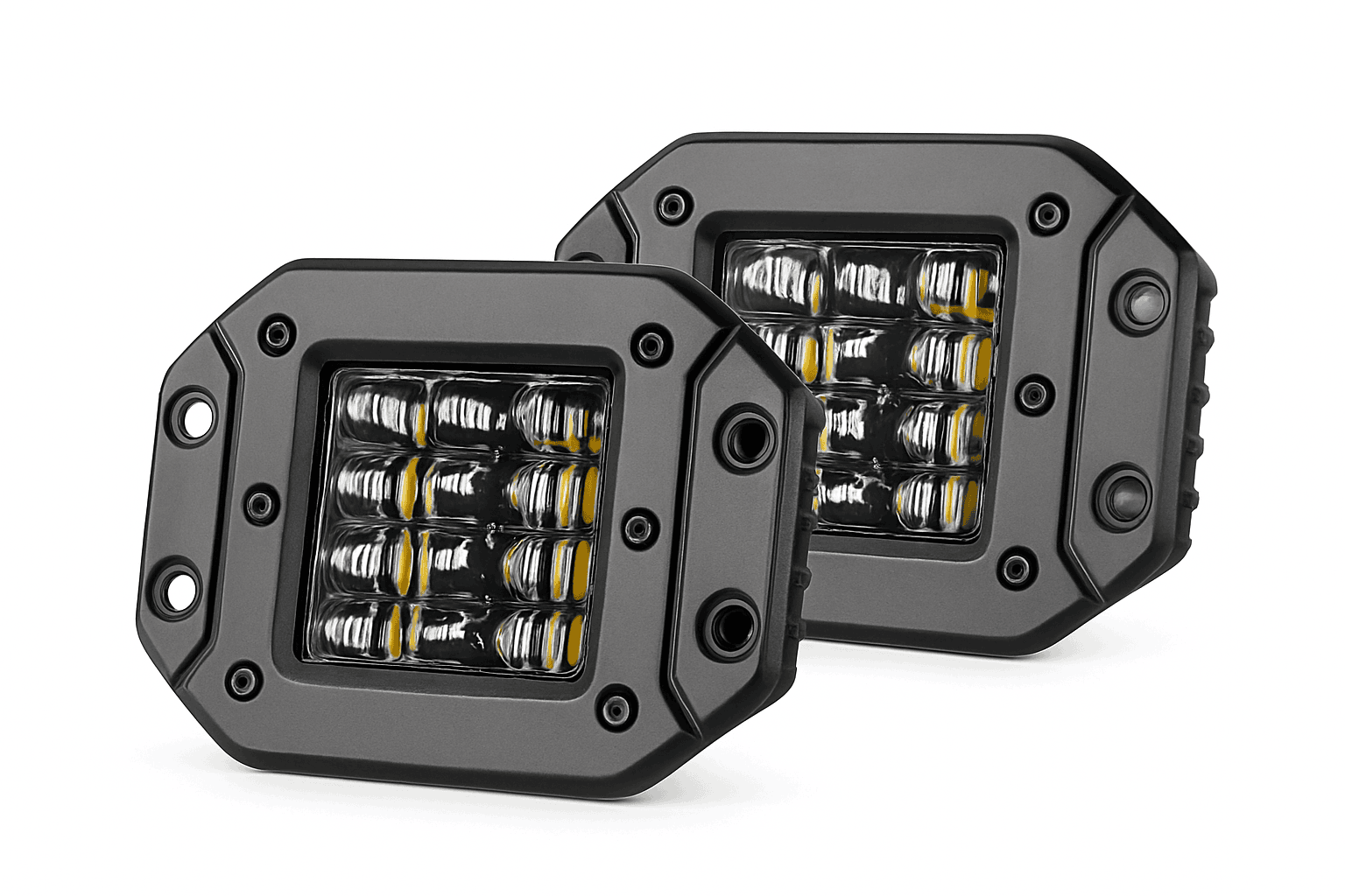 ANMINGPU 2x 5" Flush Mount LED Work Light Bar Off Road 12V 24V 40W Spot Beam LED Pods Light Bar for Car Truck Atv Jeep Headlight-2pcs 40W flush mount