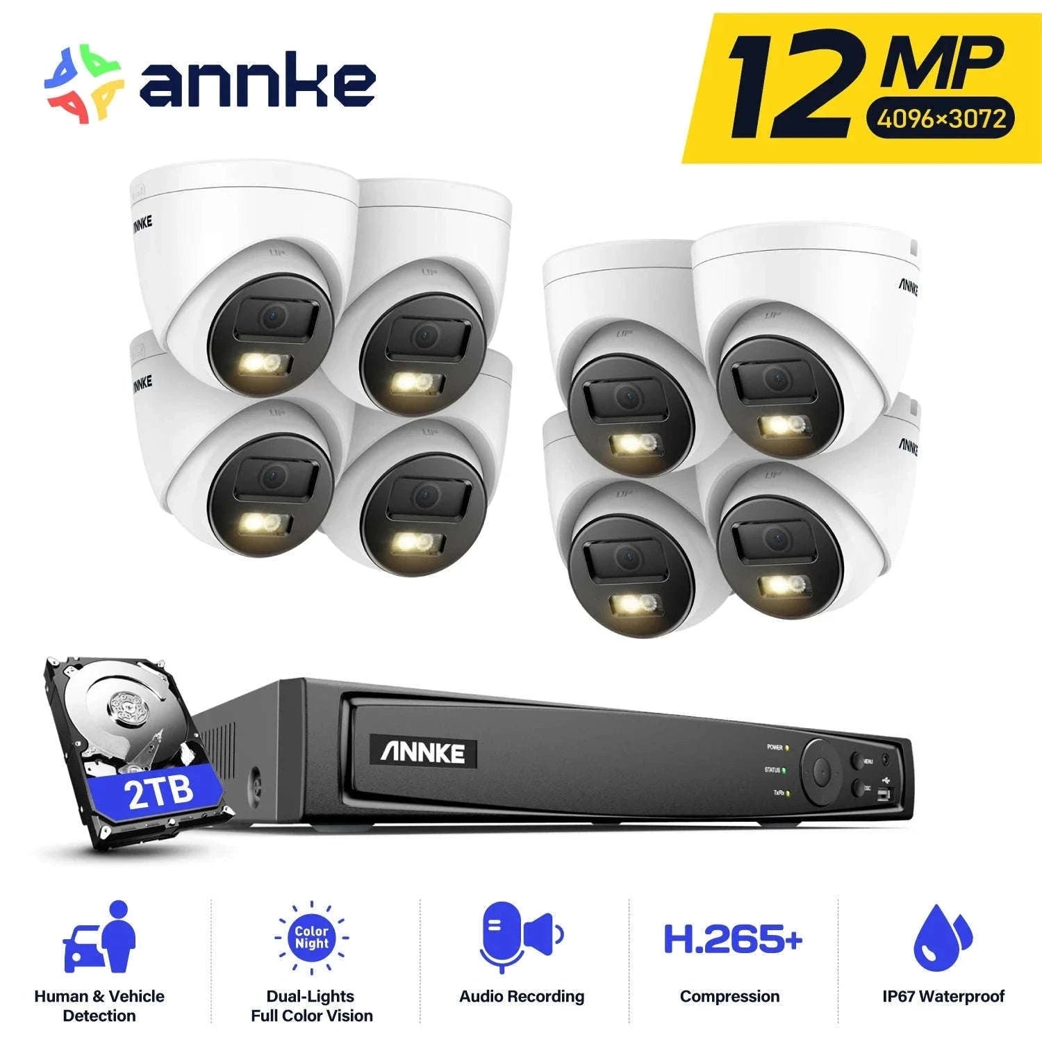 ANNKE 12MP 8-Camera PoE Security System with Smart Detection-CZECH REPUBLIC / 4T