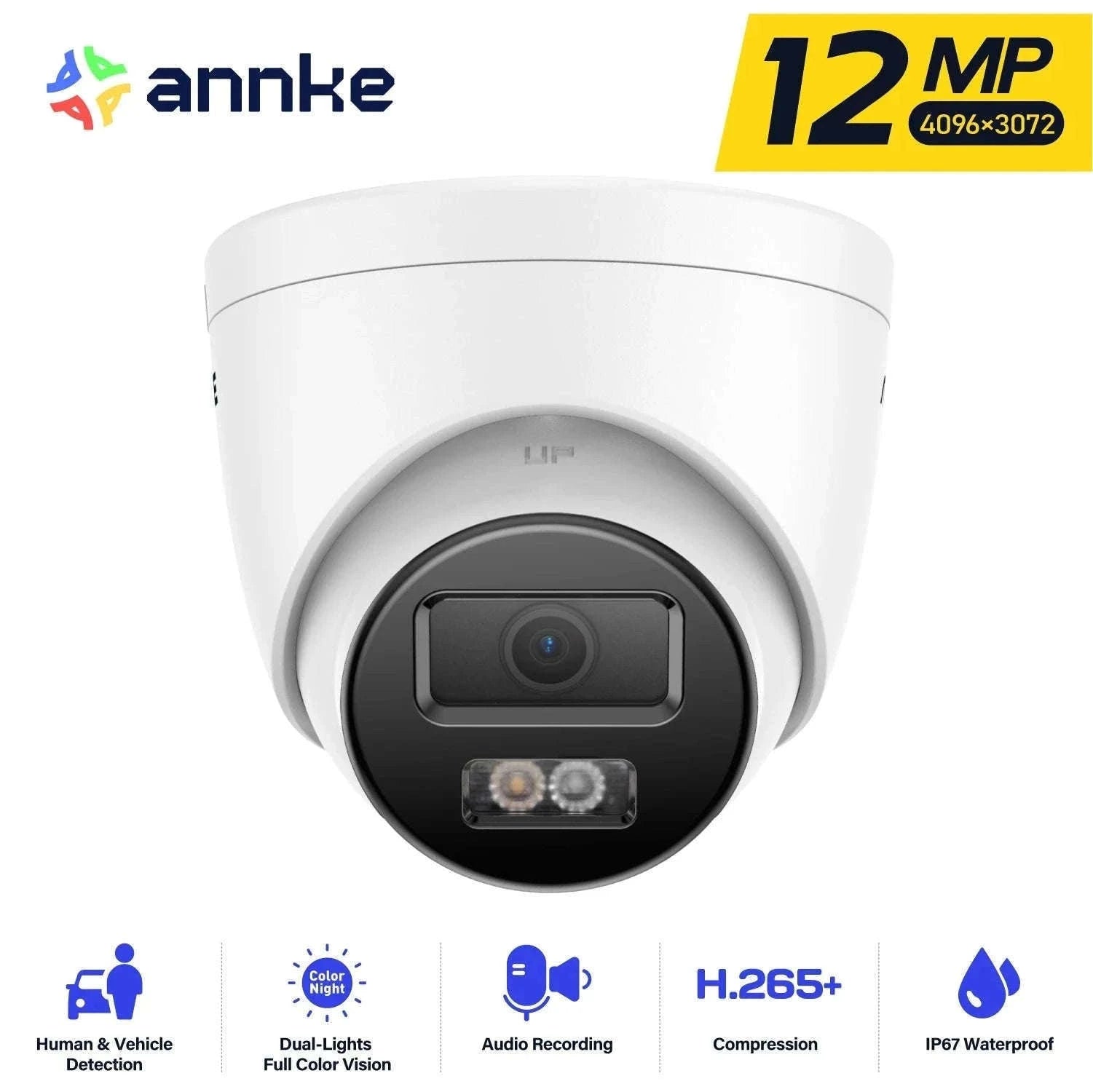 ANNKE 12MP Outdoor PoE Security Camera with Smart Dual Light-2pcs Dome / Australia