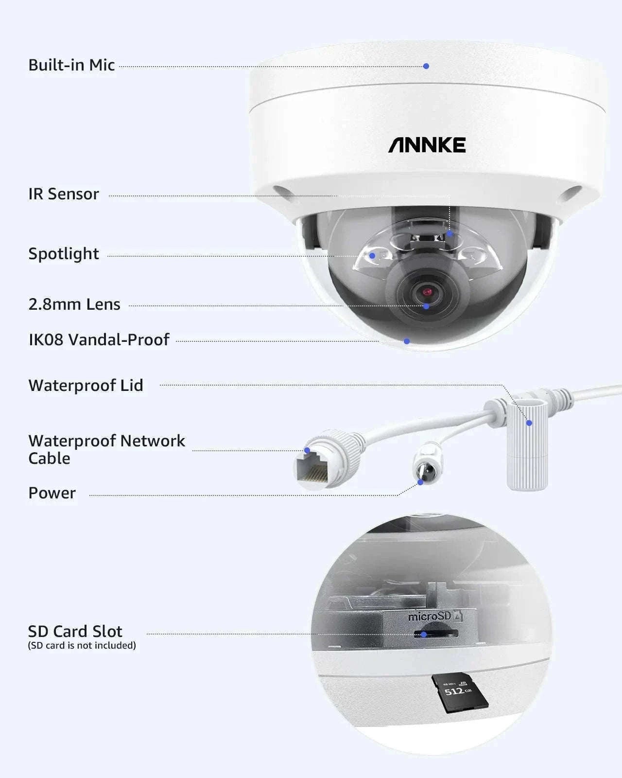 ANNKE 12MP Outdoor PoE Security Camera with Smart Dual Light-2pcs Dome / Australia