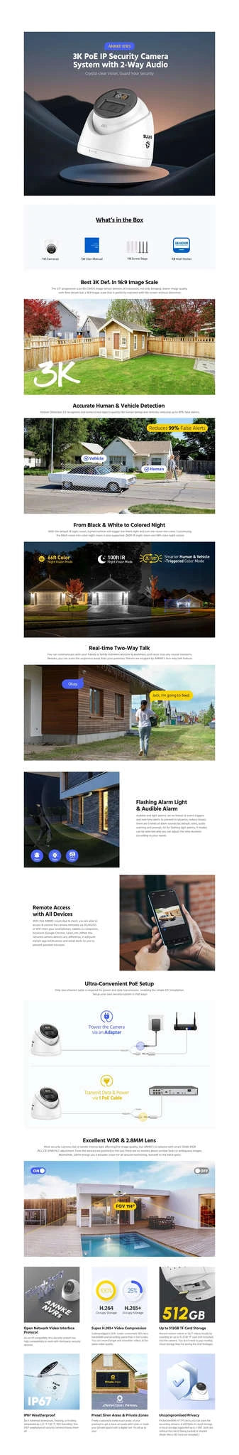 ANNKE 3K IR Outdoor IP Security Camera with Two-Way Audio-United Kingdom