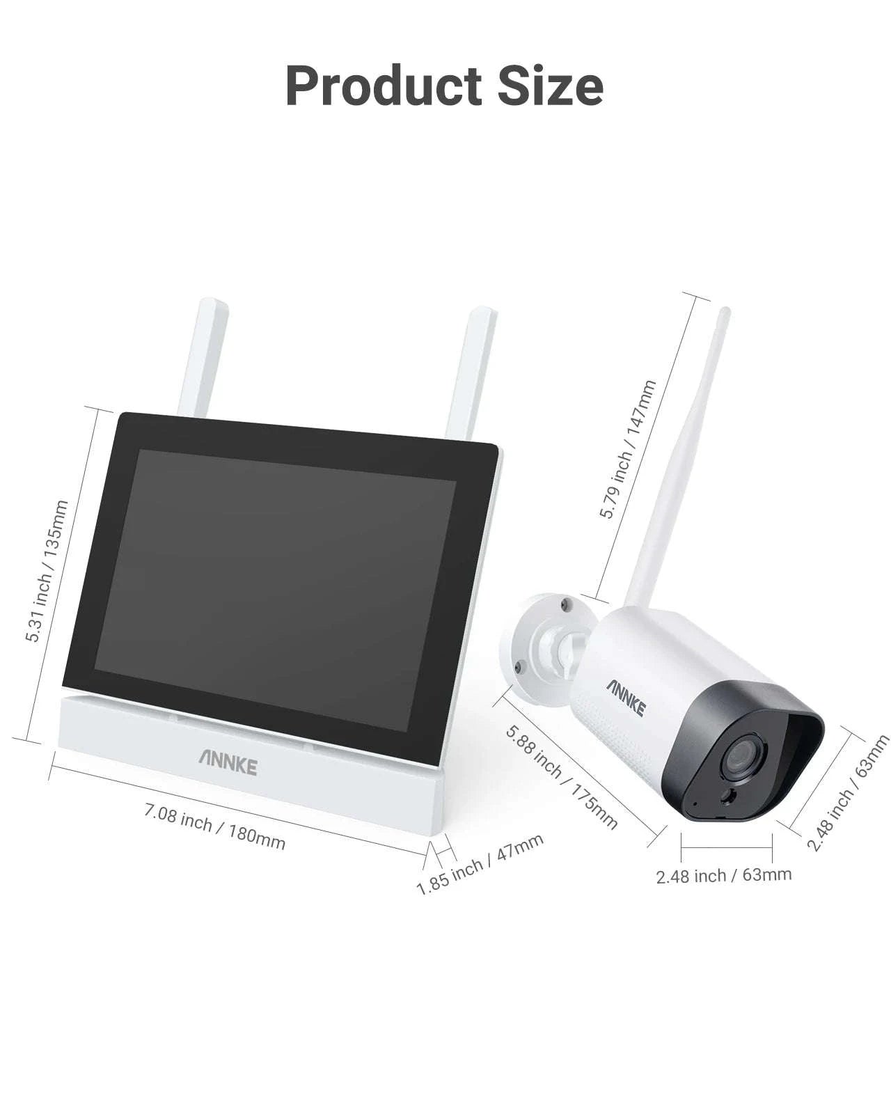 ANNKE 4-Camera Wireless NVR Security System with 7" Monitor-United Kingdom