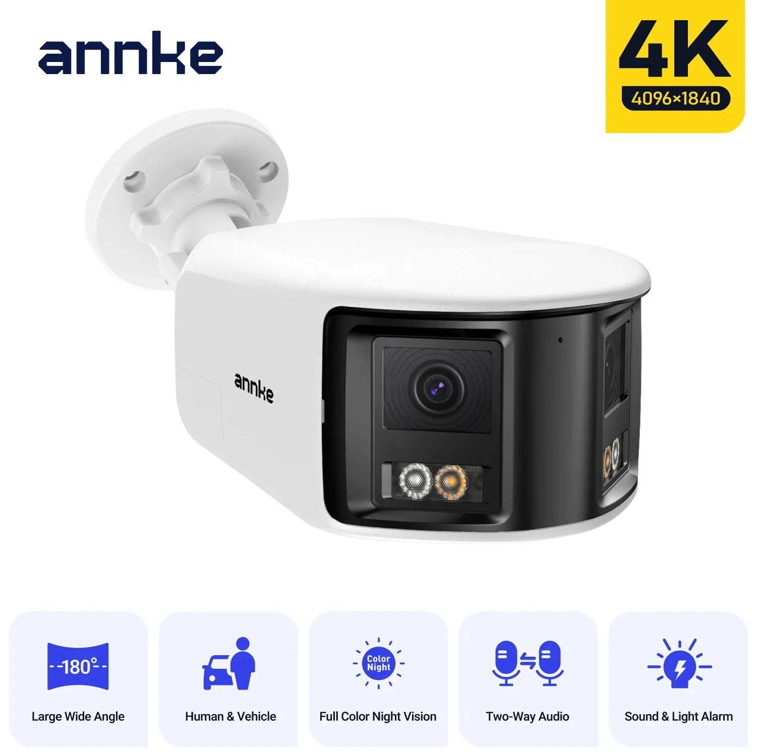 ANNKE 4K 8MP PoE Dual Lens 180° Outdoor Surveillance Camera-United Kingdom