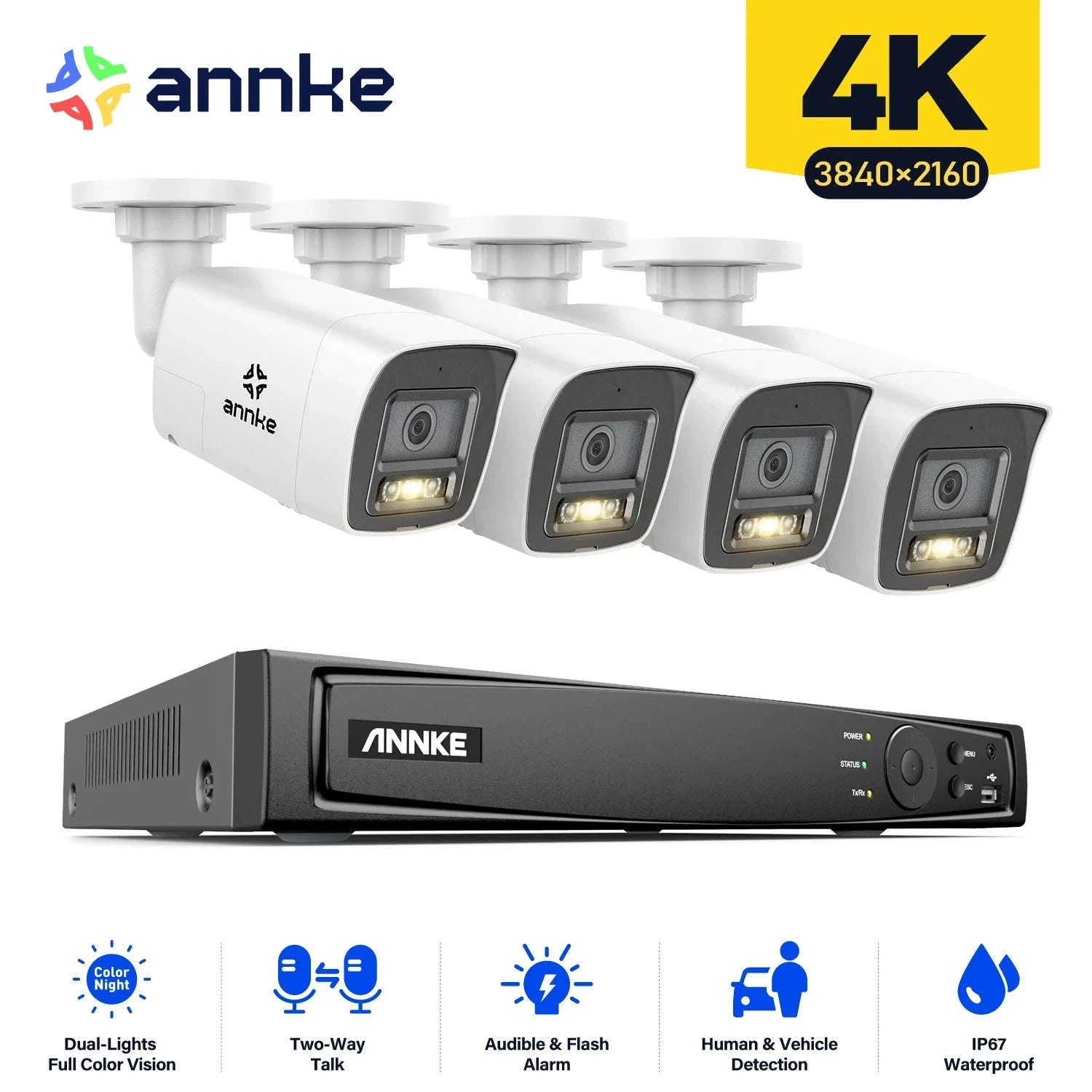 ANNKE 4K PoE Security Camera System with 8CH NVR-I91DD / United Kingdom / 4T