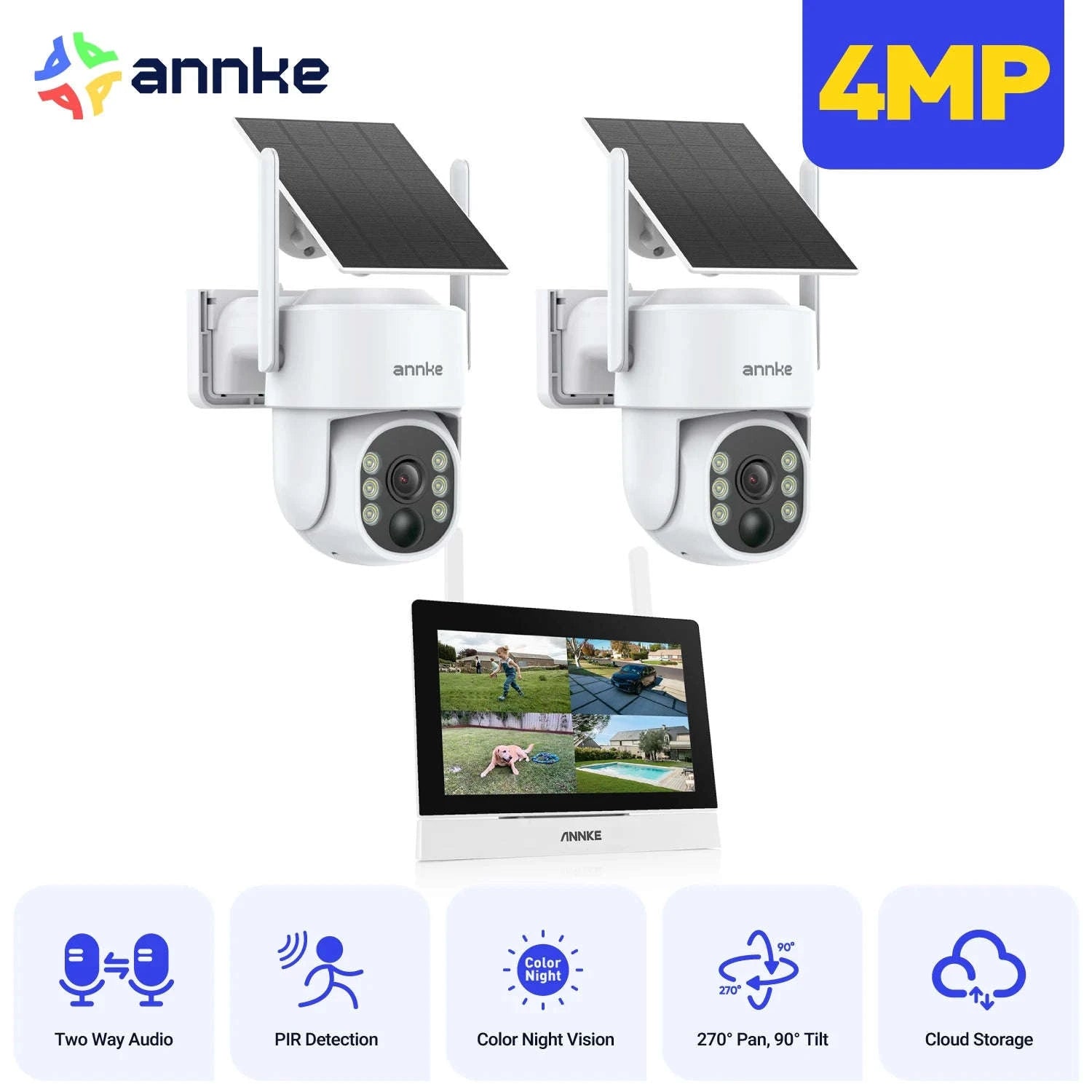 ANNKE 4MP Wireless CCTV Security System with 7" Monitor-spain