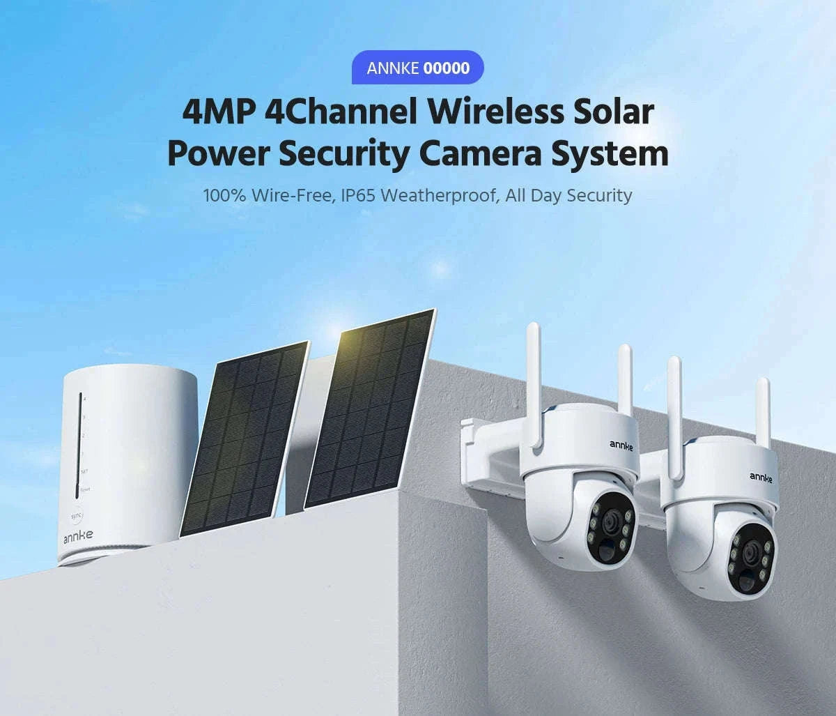 ANNKE 4MP Wireless Solar WiFi Security Camera System, 4 Pack-No Card / CZECH REPUBLIC