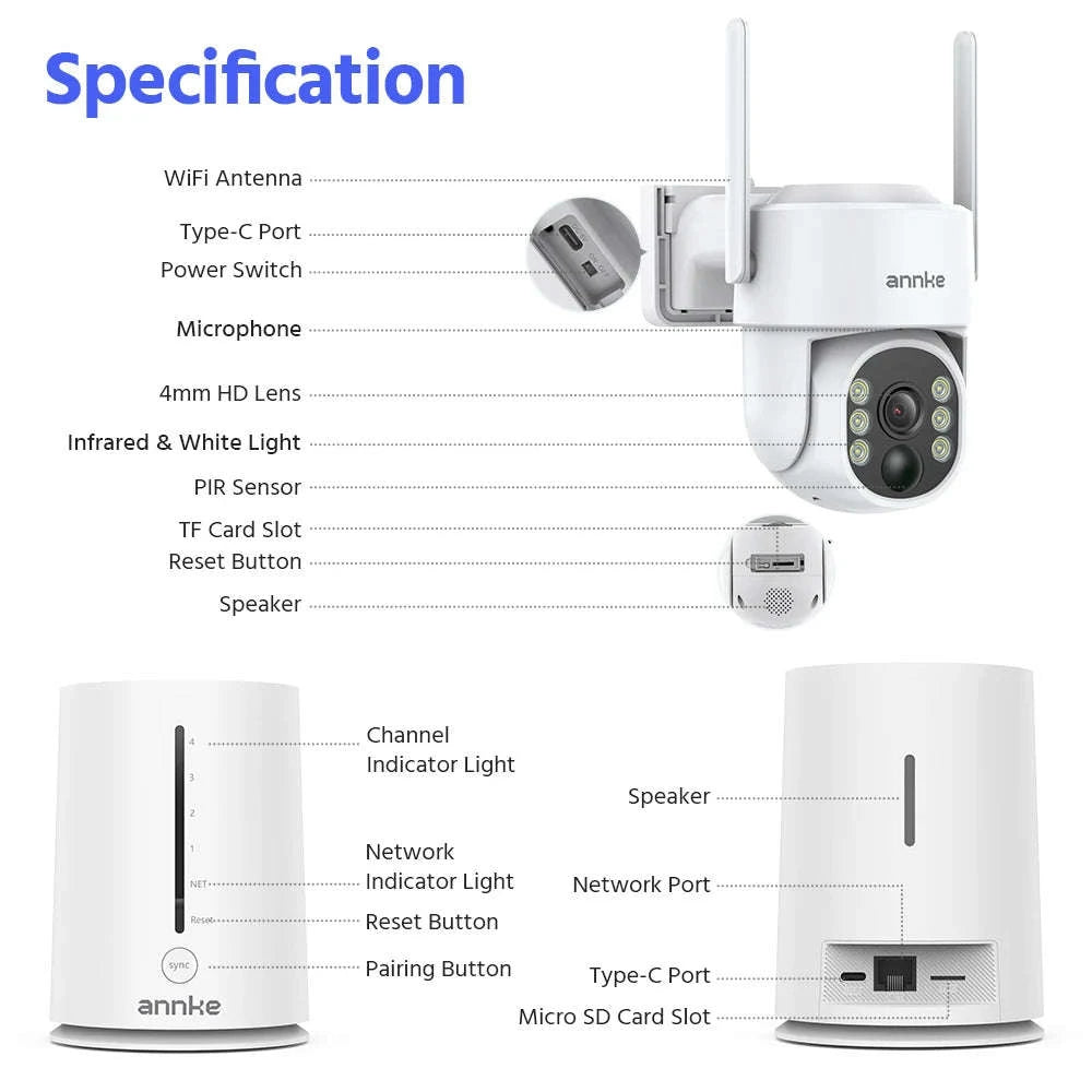 ANNKE 4MP Wireless Solar WiFi Security Camera System, 4 Pack-No Card / CZECH REPUBLIC