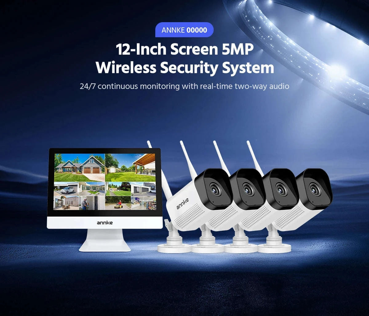 ANNKE 5MP Wireless Security Camera Kit with 12-inch Monitor-With 6pcs cam / CZECH REPUBLIC
