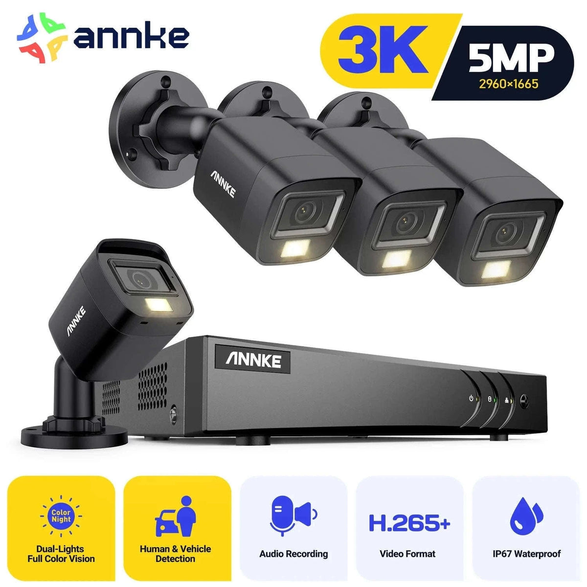 ANNKE 8CH 5MP Lite Security Camera System with 4 Cameras-2T / United Kingdom