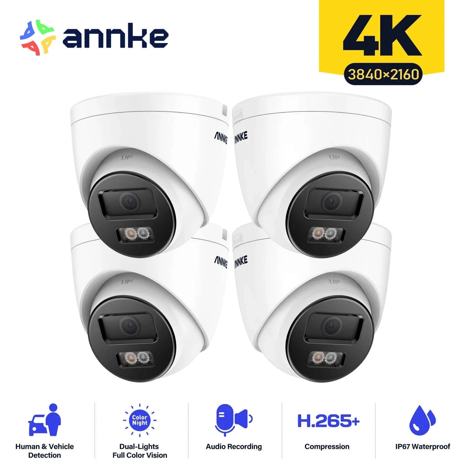 ANNKE 8MP 4K PoE Surveillance Camera with Human Detection-Turret / spain