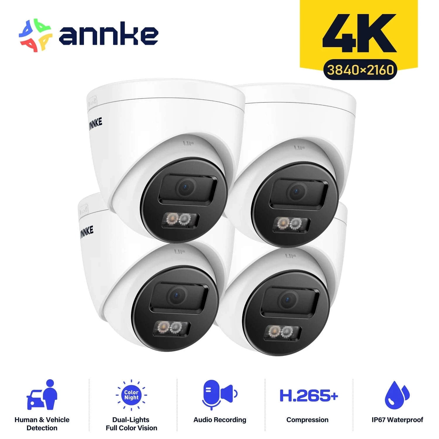 ANNKE 8MP 4K PoE Surveillance Camera with Human Detection-Turret / spain