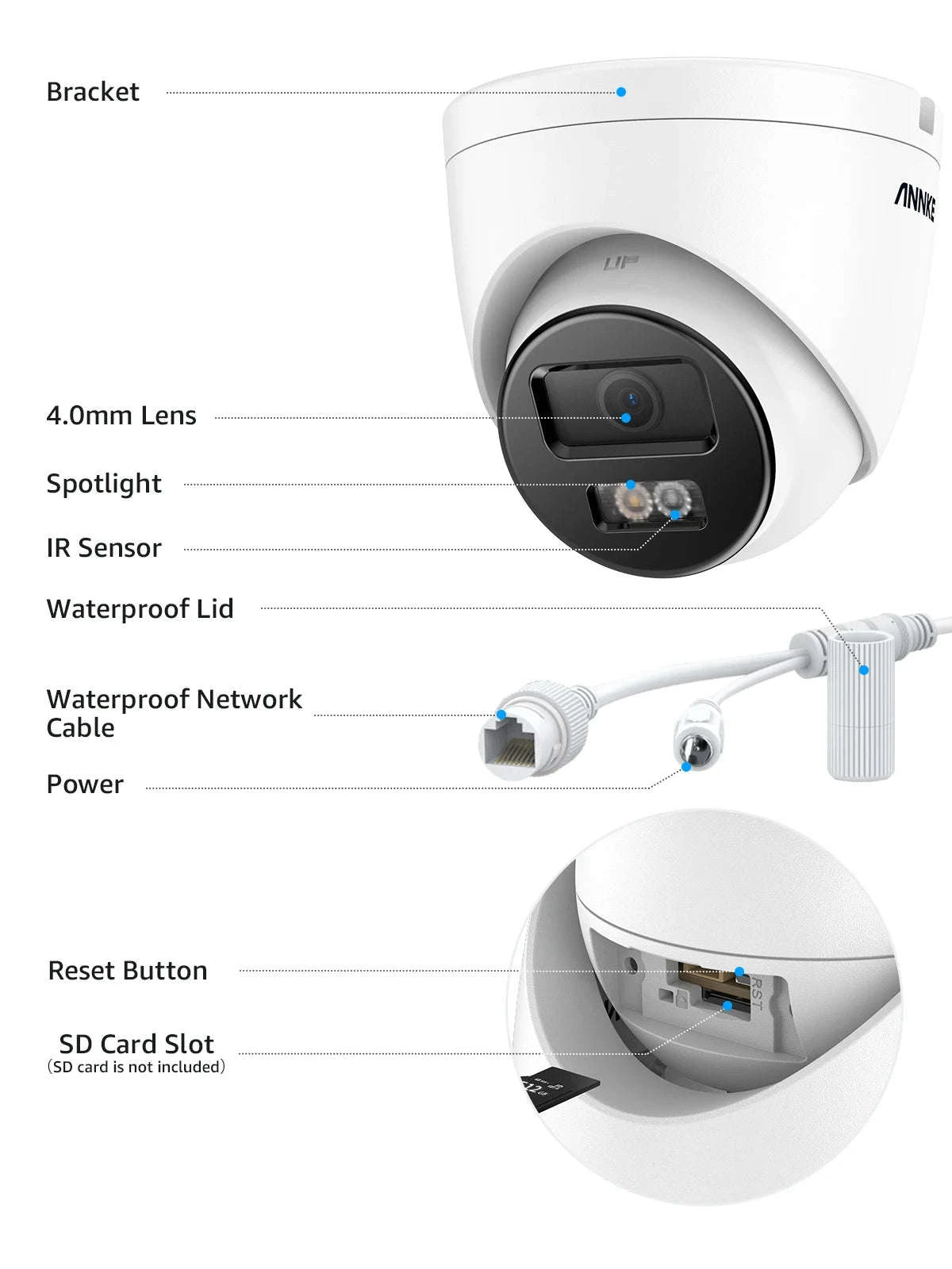 ANNKE 8MP Outdoor PoE Security Camera with Two-Way Audio-I91DS / United Kingdom