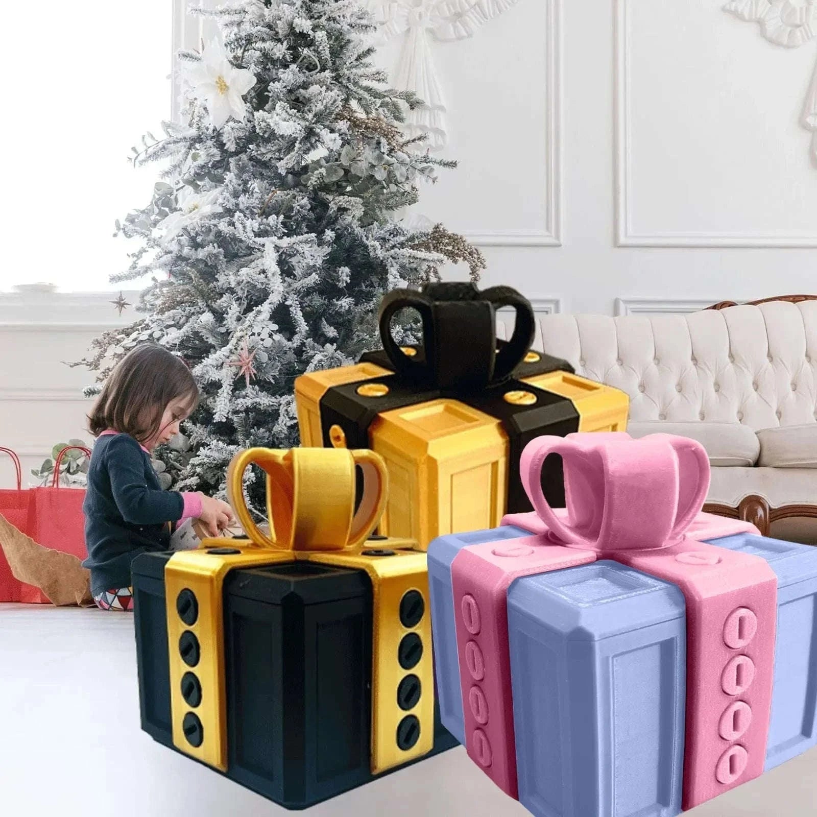 Annoying Gift Box with Screws – Hilarious Prank Container-black yellow / 6cmx6cm